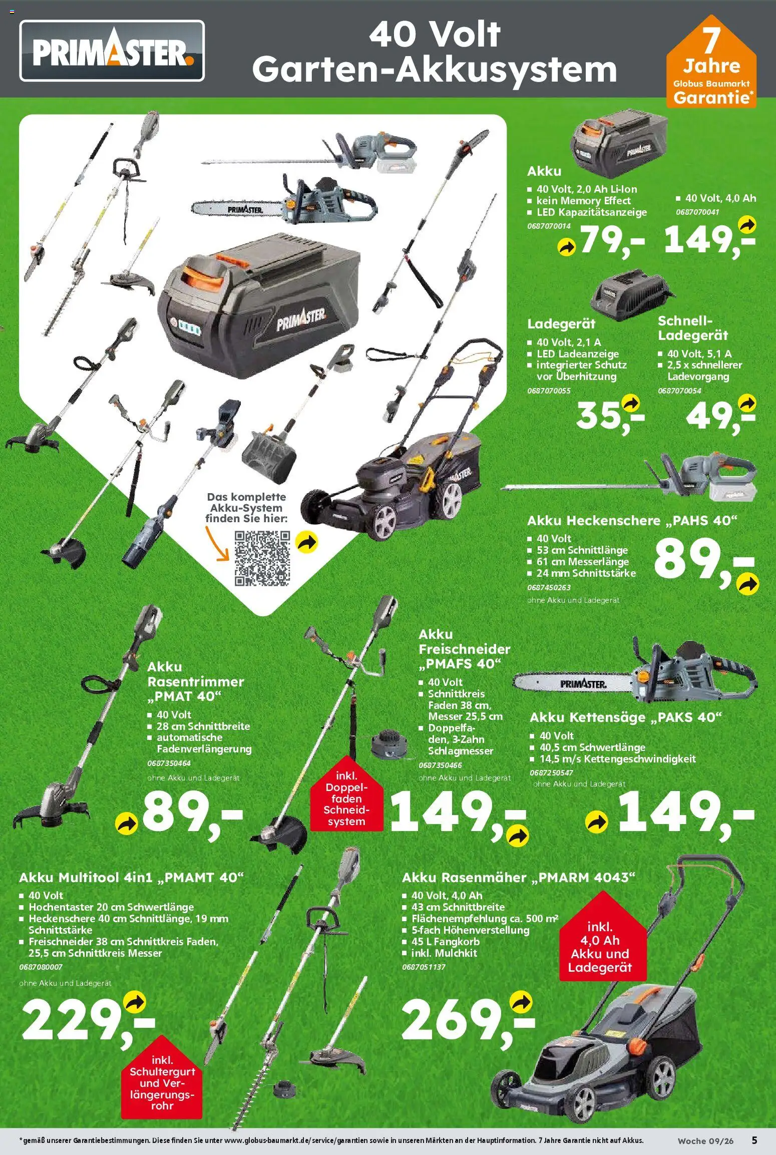 Globus Baumarkt Prospekt 	 – gültig ab 23.02.2026 | Seite: 5 | Produkte: Rasenmäher, Ladegerät