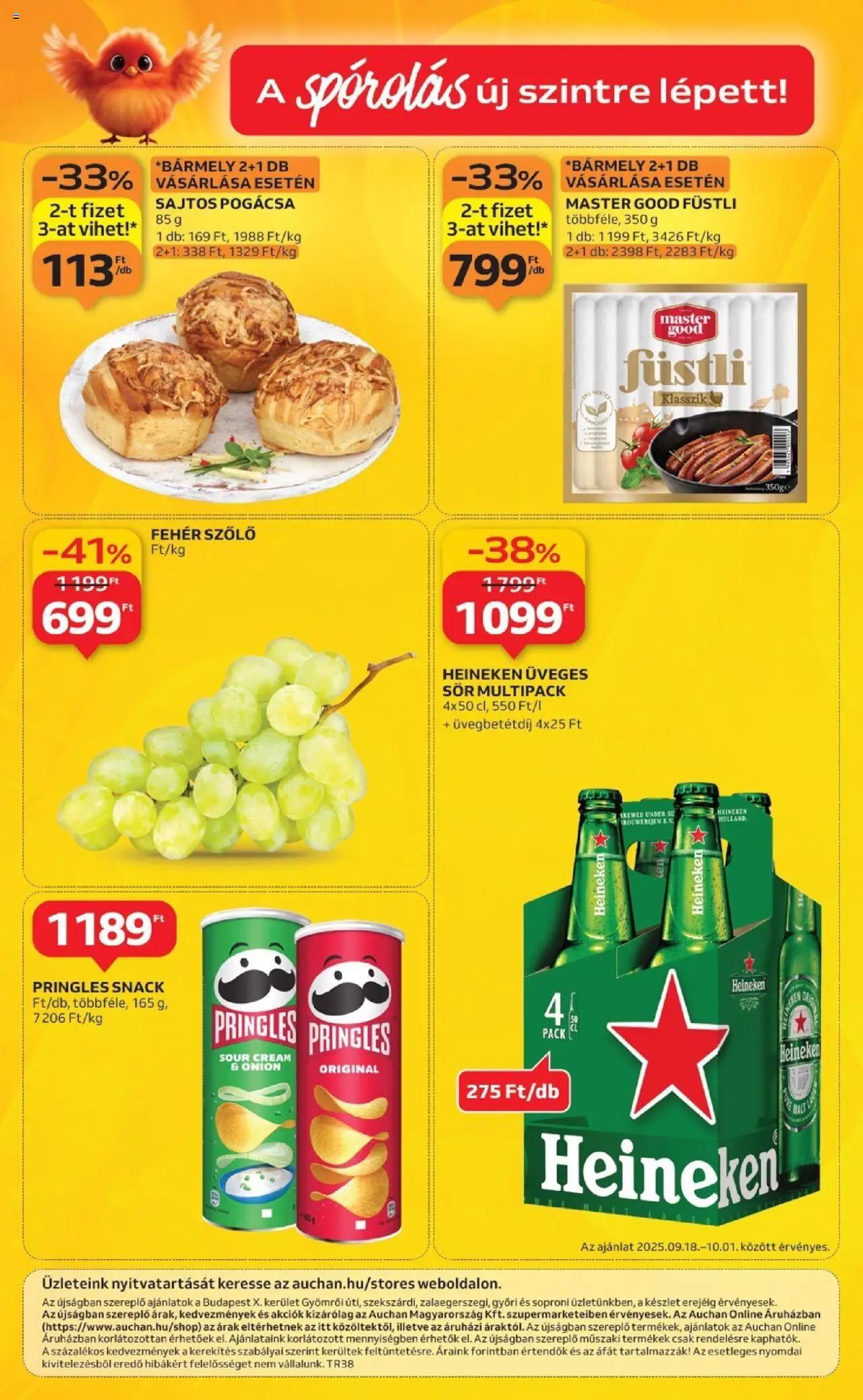 Auchan akciós ujság - amely érvényes a következő dátumtól: 18.09.2025 | Oldal: 12 | Termékek: Szőlő, Heineken, Sör, Pogácsa