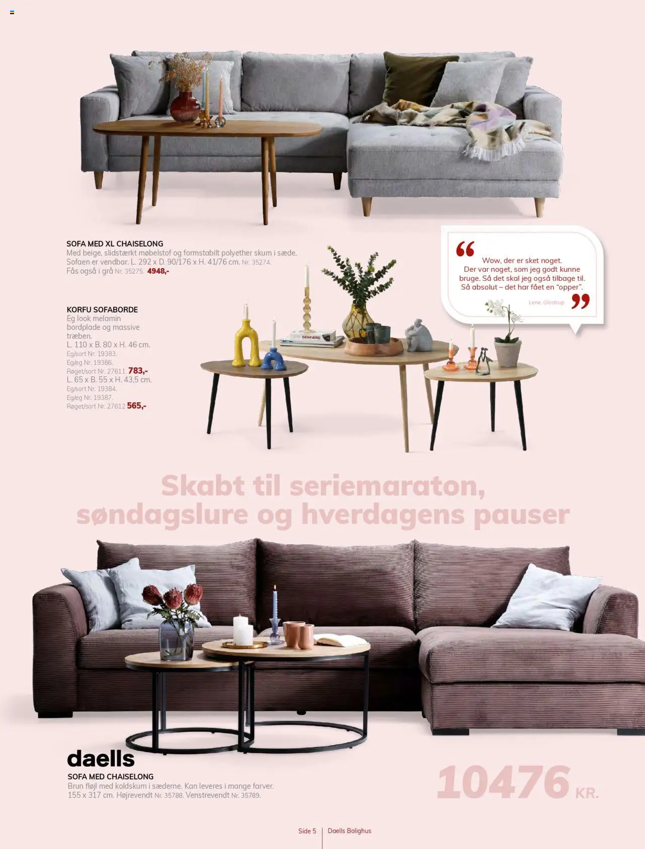Daells Bolighus tilbudsavis – gyldig fra 14.08.2025 | Side: 5 | Produkter: Sofa, Søm