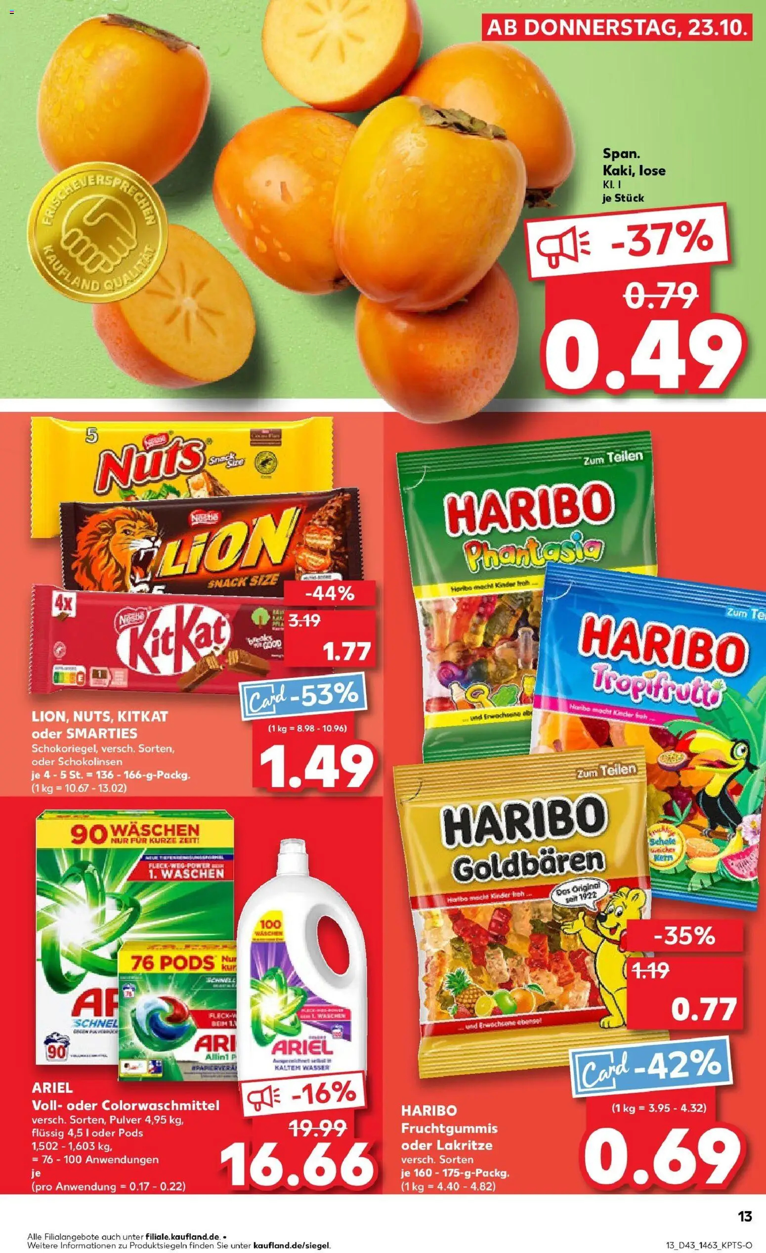 Kaufland prospekt Regensburg	 – gültig ab 27.10.2025 | Seite: 13 | Produkte: Haribo, Smarties, Wasser, Kaki