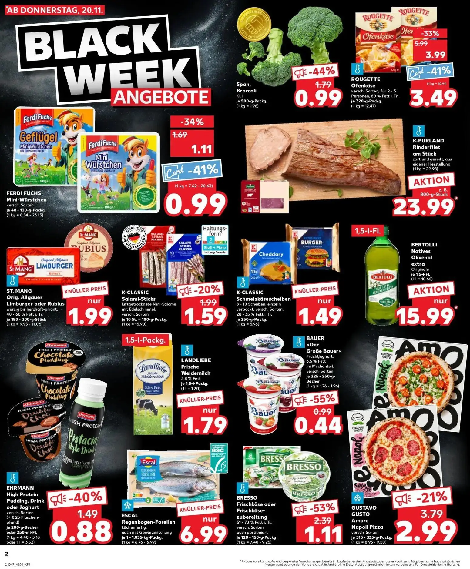 Kaufland prospekt Steinheim An Der Murr	 – gültig ab 20.11.2025 | Seite: 2 | Produkte: Joghurt, Rinderfilet, Rougette ofenkase, Pizza