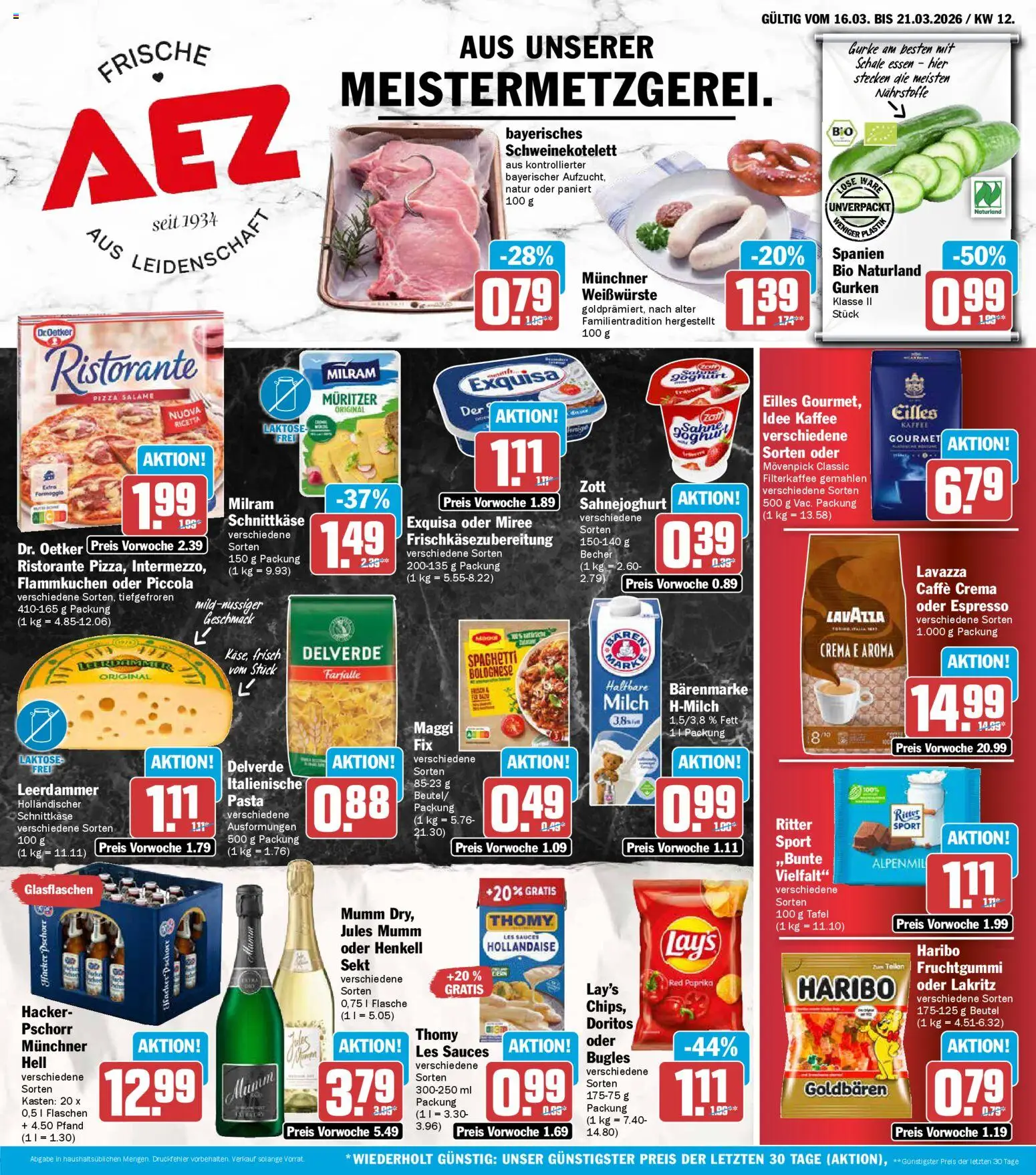 AEZ Prospekt 	 – gültig ab 16.03.2026 | Seite: 1 | Produkte: Ristorante, Idee kaffee, Milch, Pizza