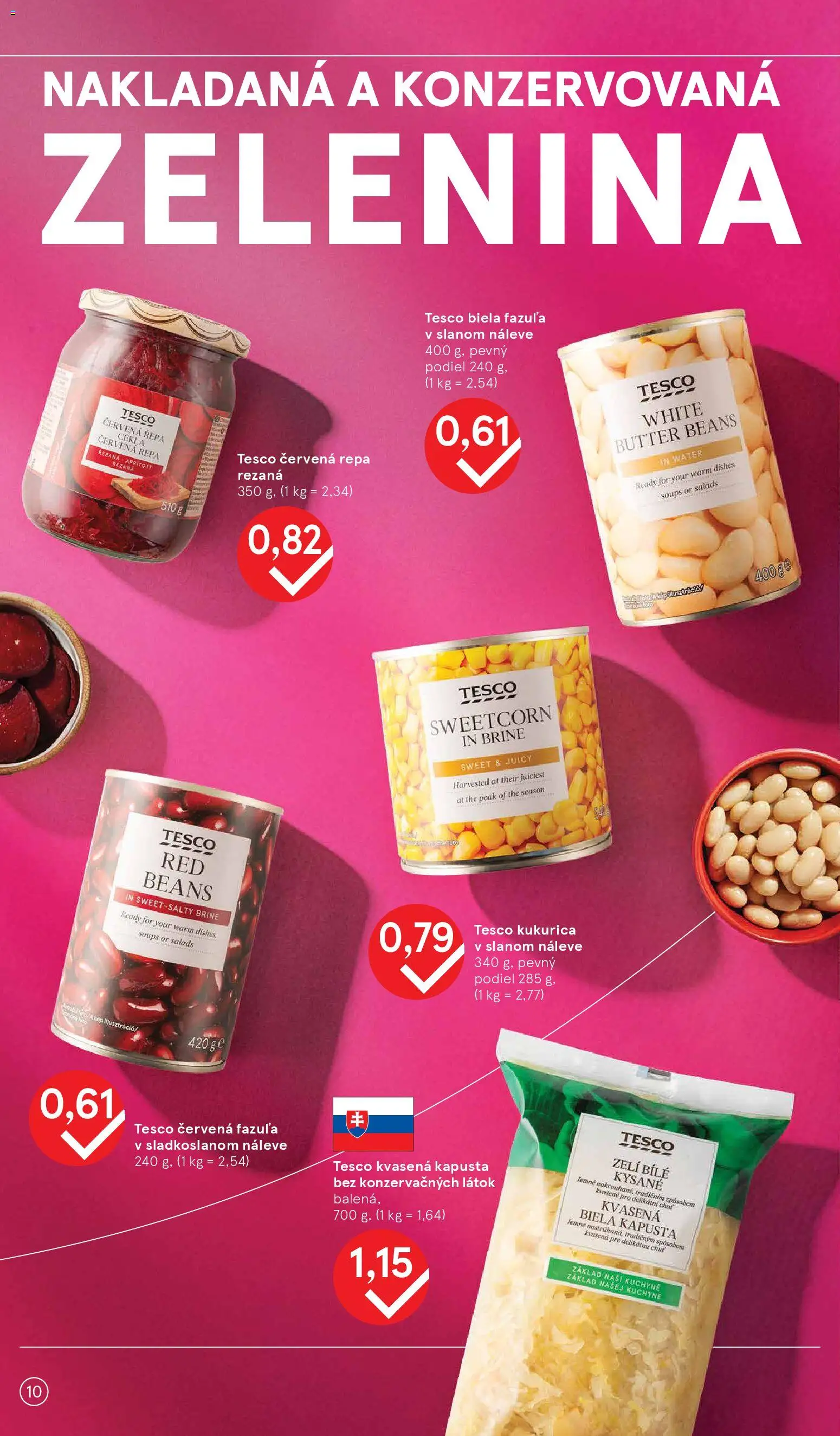 Nové Tesco akcie – leták je platný od 07.01.2026 | Strana: 10 | Produkty: Kapusta, Fazuľa, Červená repa, Kukurica