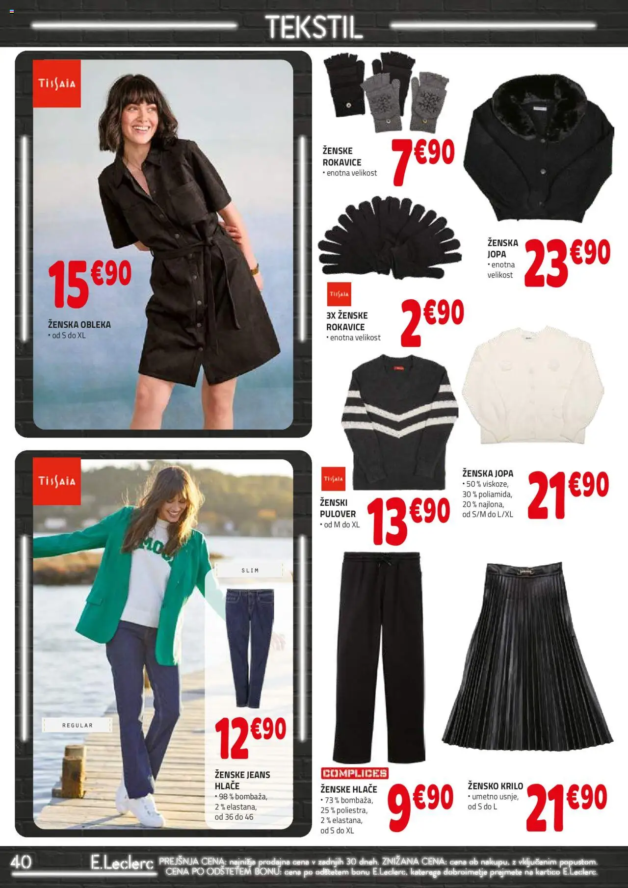 Novi E.leclerc katalog ponudbe – veljaven od 01.10.2025 | Stran: 40 | Izdelki: Krilo, Pulover, Hlace, Obleka