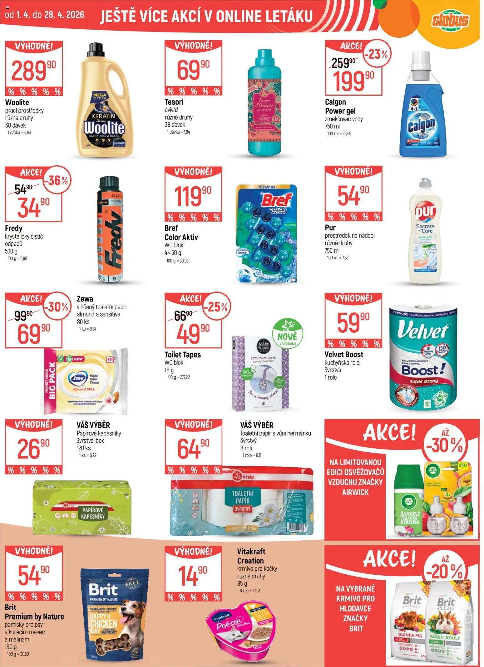 Globus leták - Trmice od 08.04.2026 | Strana: 48 | Produkty: Aviváž, Wc blok, Globus, Papírové kapesníky