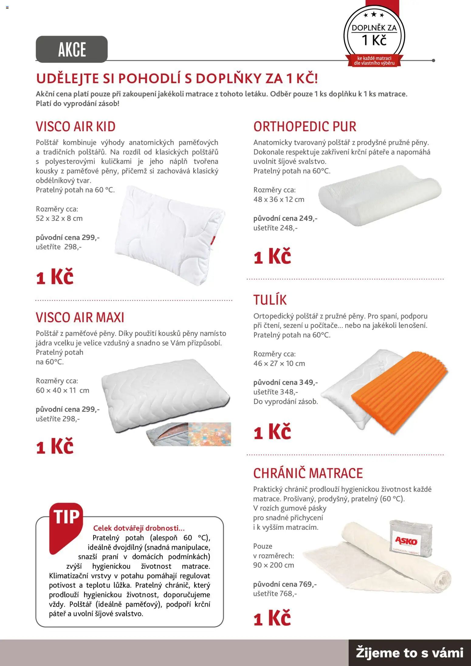 ASKO nábytek leták - Nabídka matrací od 01.01.2026 | Strana: 9 | Produkty: Chránič matrace, Matrace, Polštář