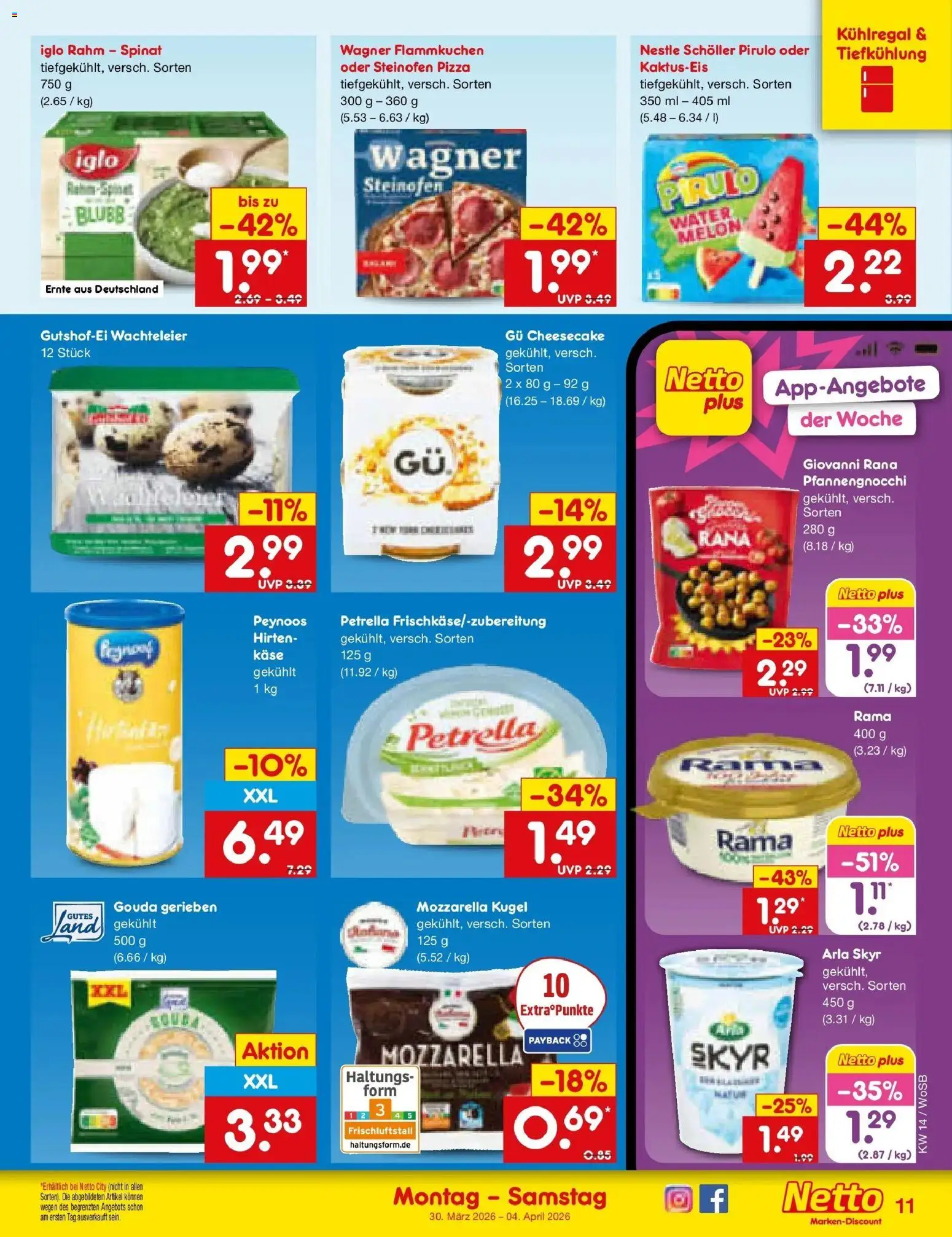 Netto Marken-Discount Prospekt Mannheim	 – gültig ab 30.03.2026 | Seite: 11 | Produkte: Gouda, Iglo, Skyr, Arla skyr