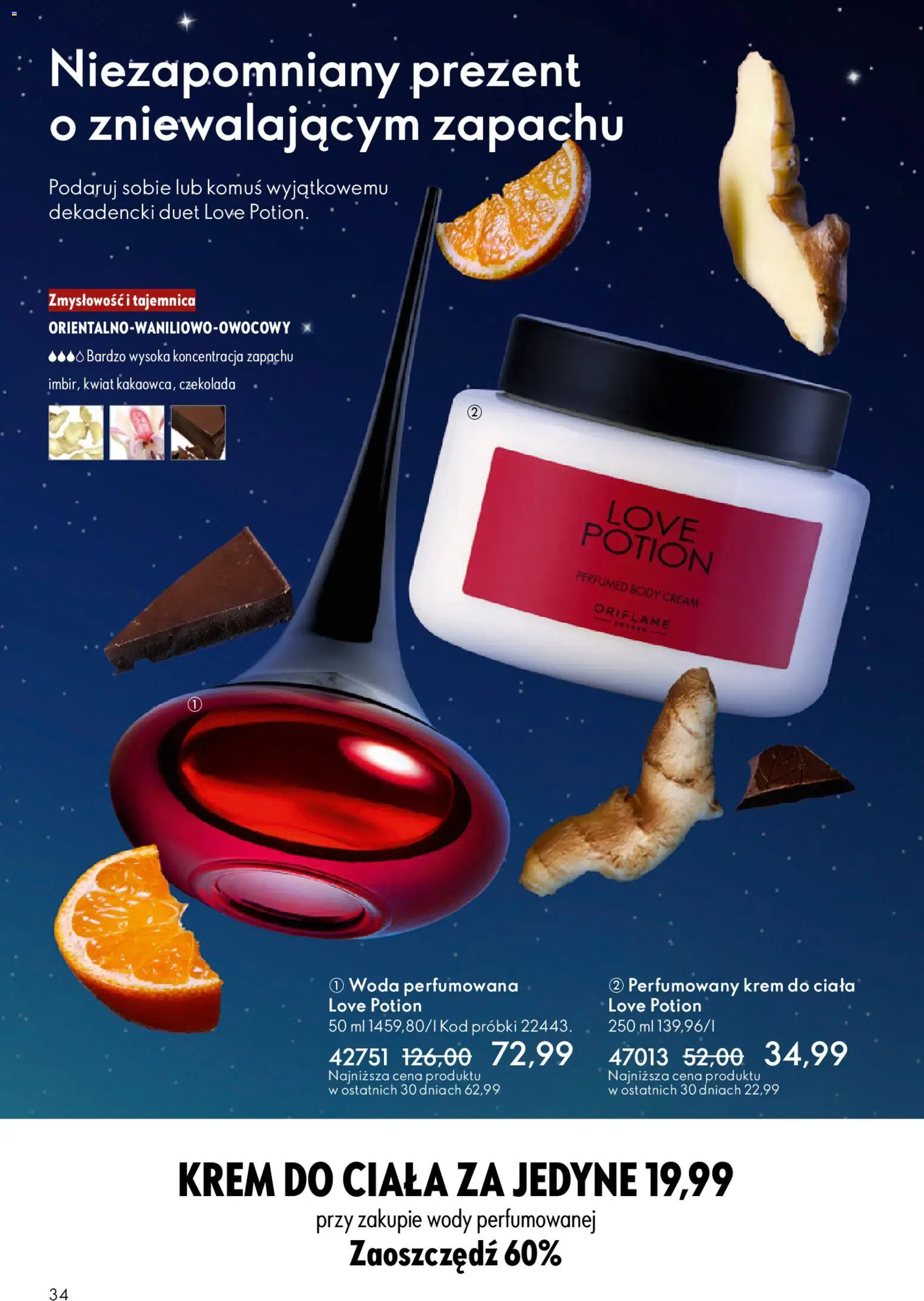 Oriflame Katalog 17 2025 od 03.12.2025 | Strona: 34 | Produkty: Czekolada, Body, Krem, Woda