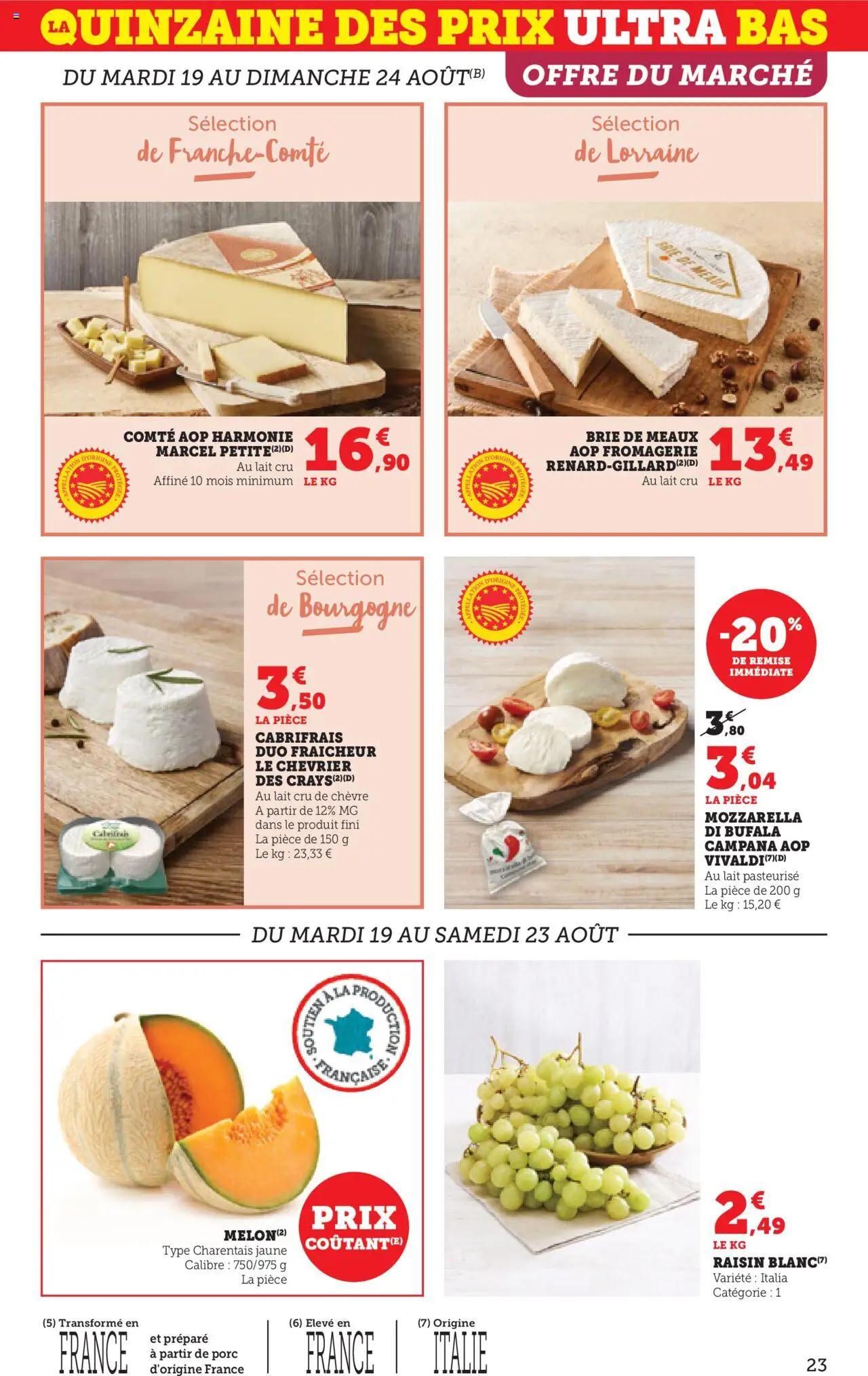  | Page: 23 | Produits: Marcel, Mozzarella, Lait, Brie