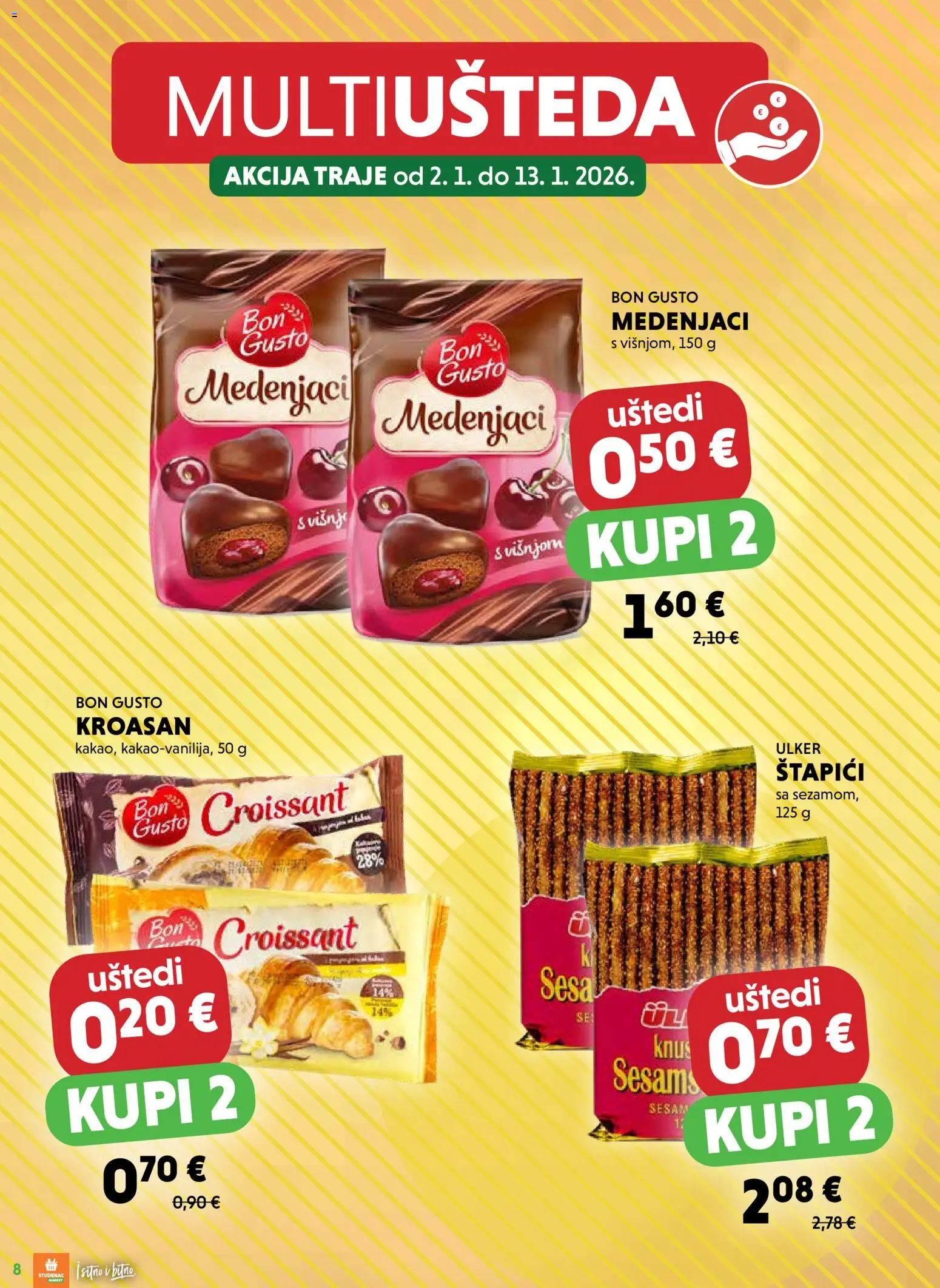 Studenac katalog | vrijedi od 02.01.2026 | Stranica: 8 | Proizvodi: Štapići, Kroasan