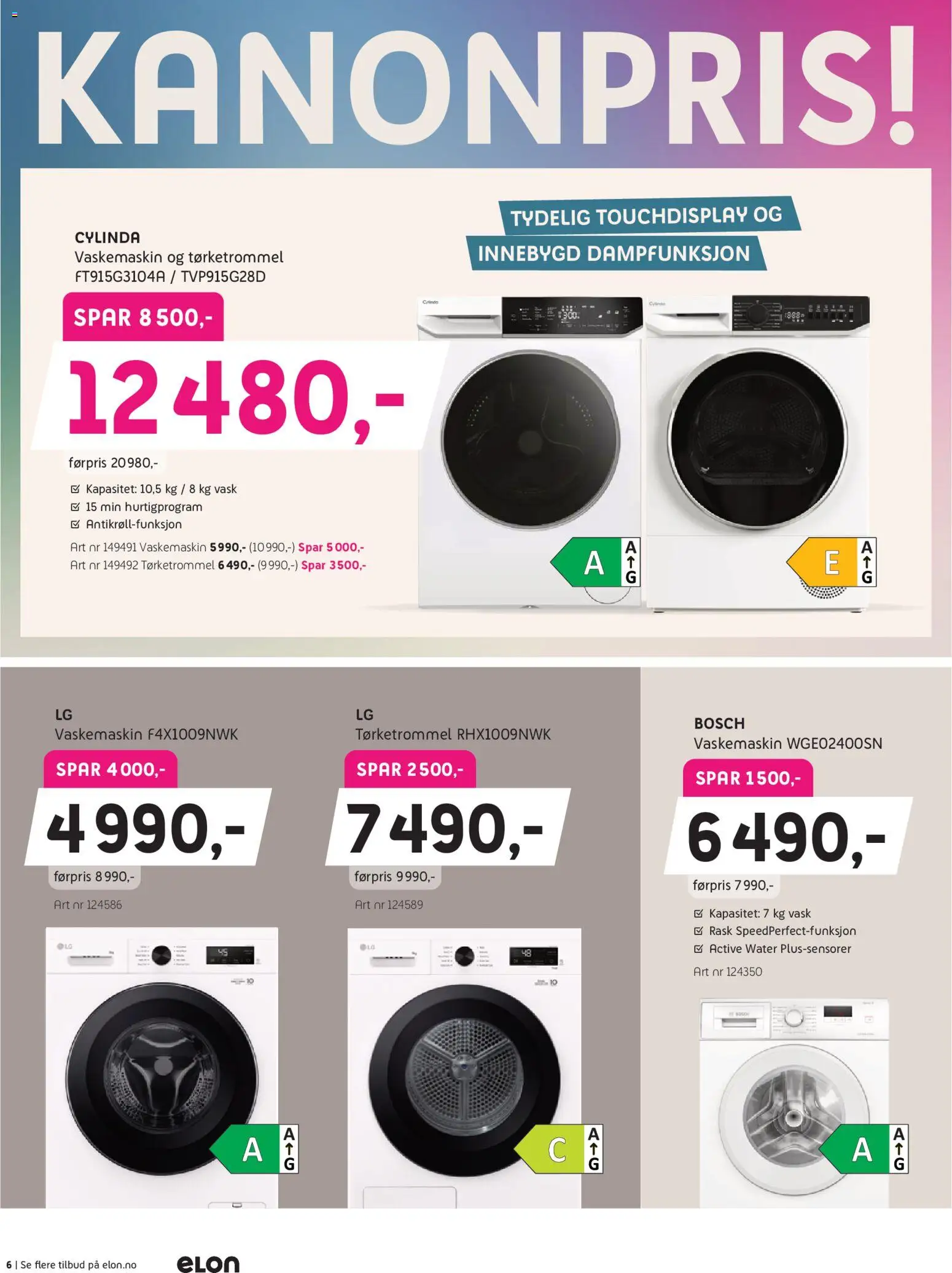 {H1} | Side: 6 | Produkter: Vask, Vaskemaskin, Tørketrommel