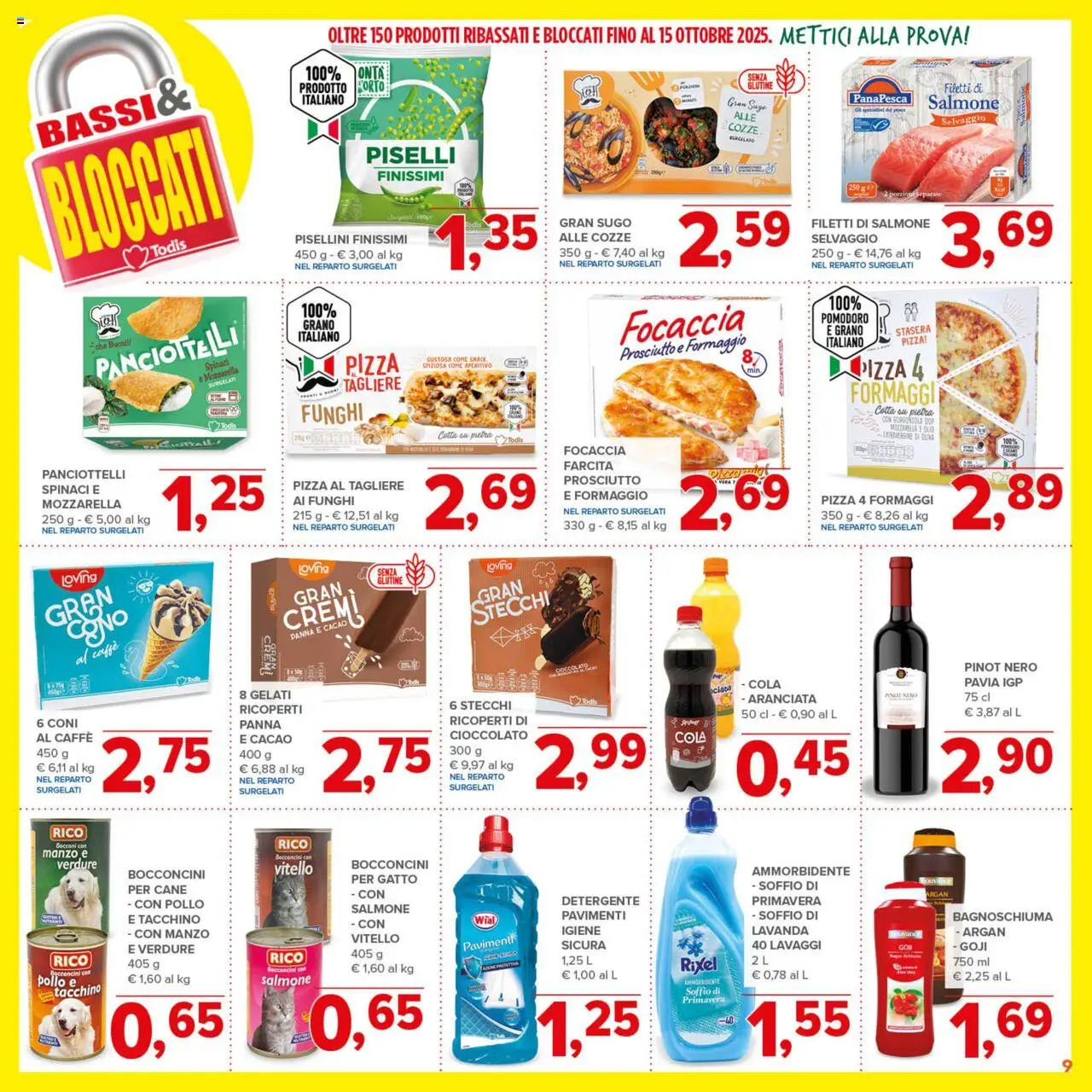 Volantino Todis del 21.08.2025 | Pagina: 9 | Prodotti: Pizza, Cozze, Panna, Gorgonzola