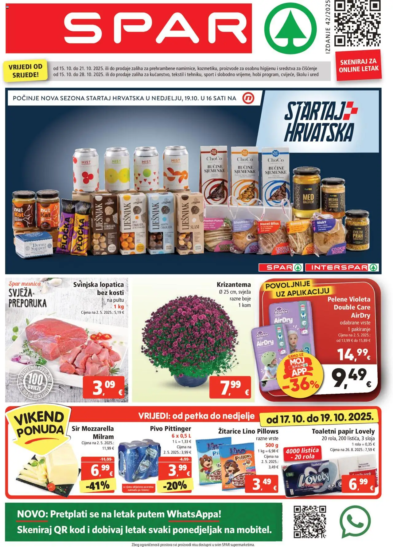Spar katalog | vrijedi od 15.10.2025 | Stranica: 1 | Proizvodi: Pivo, Žitarice, Lješnjak, Violeta