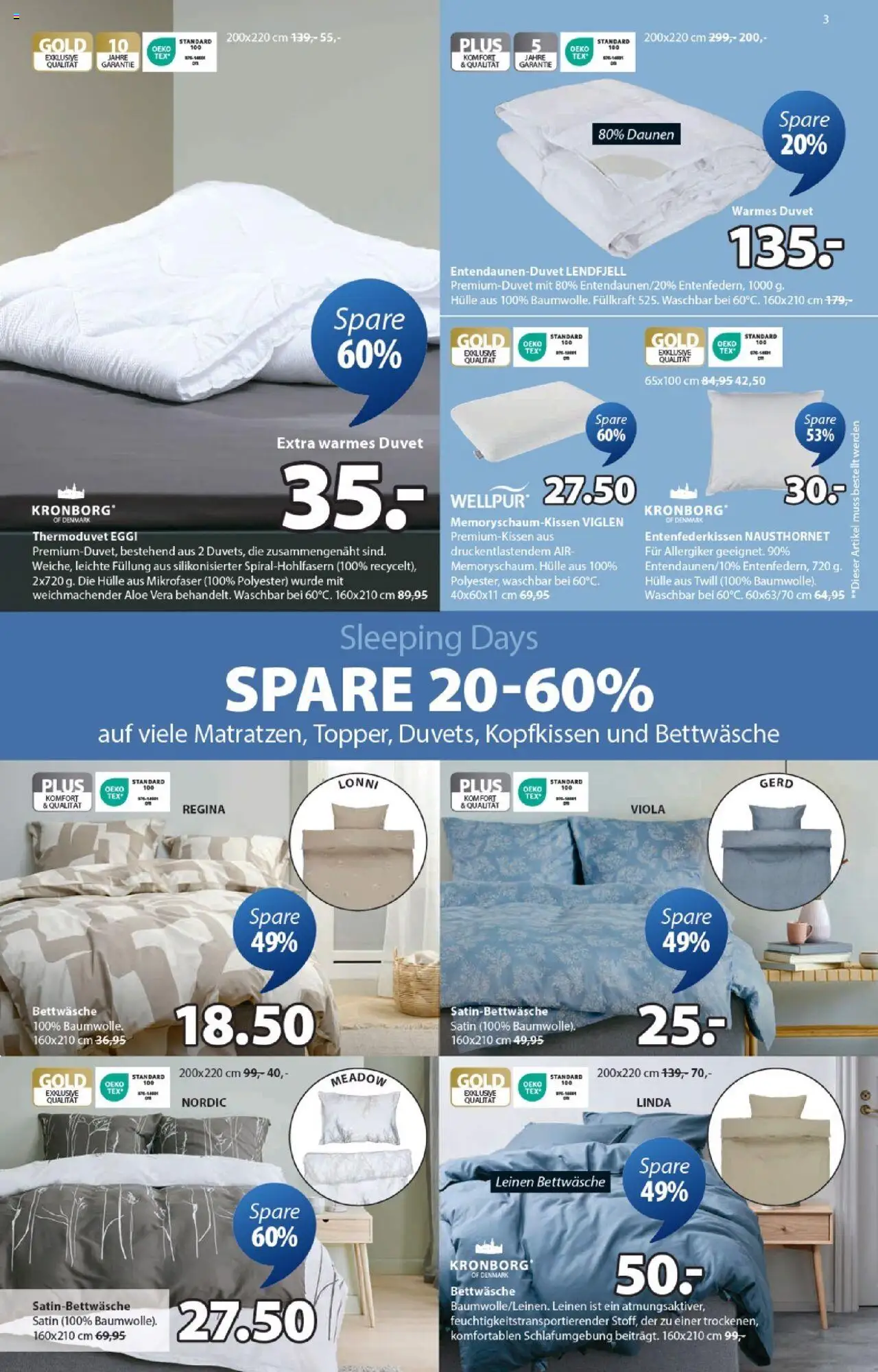 JYSK Aktionen – gültig ab 07.10.2025 | Seite: 3 | Produkte: Kopfkissen, Hülle, Bettwäsche