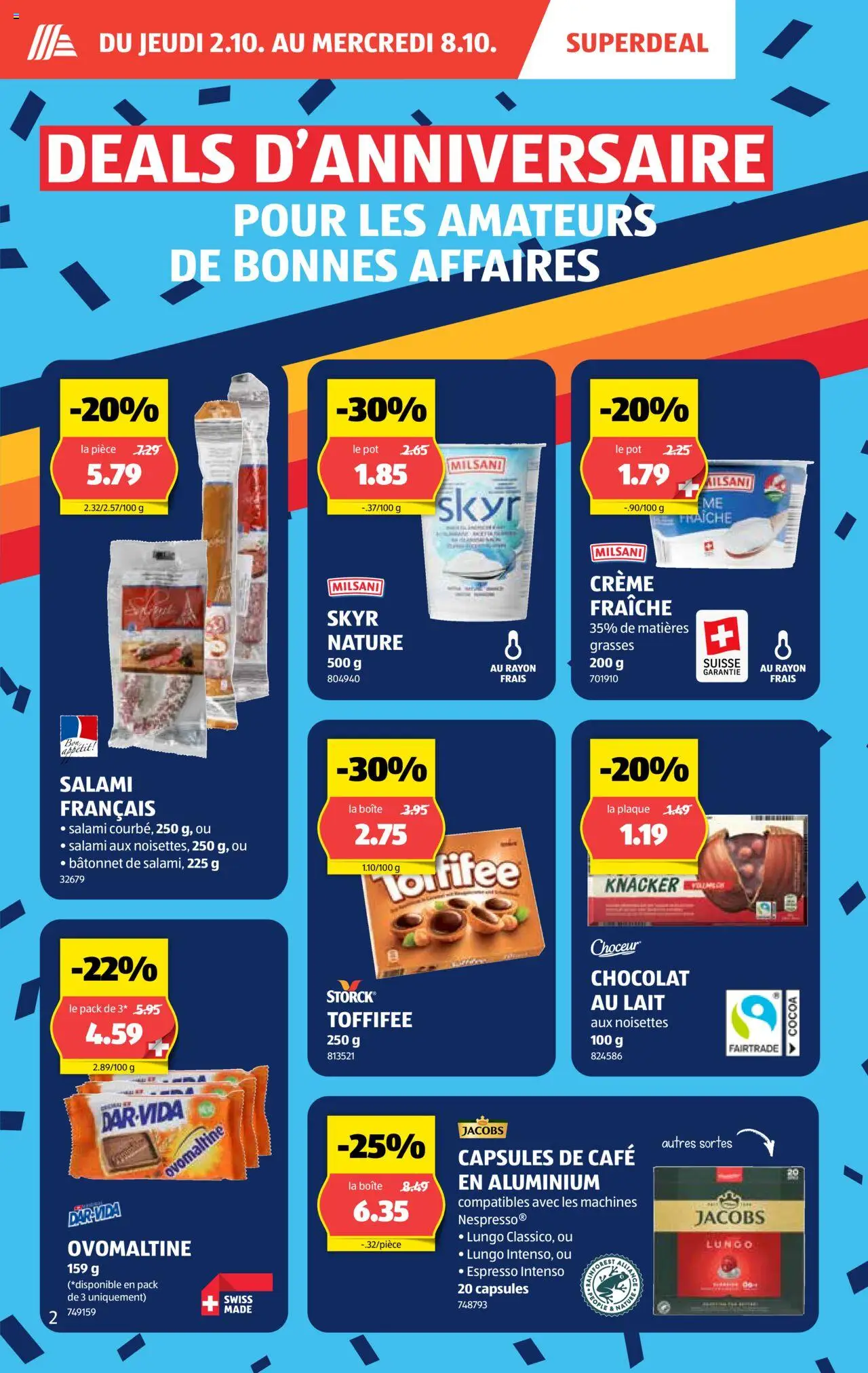 Aldi Aktionen FR – gültig ab 02.10.2025 | Seite: 3 | Produkte: Salami, Creme