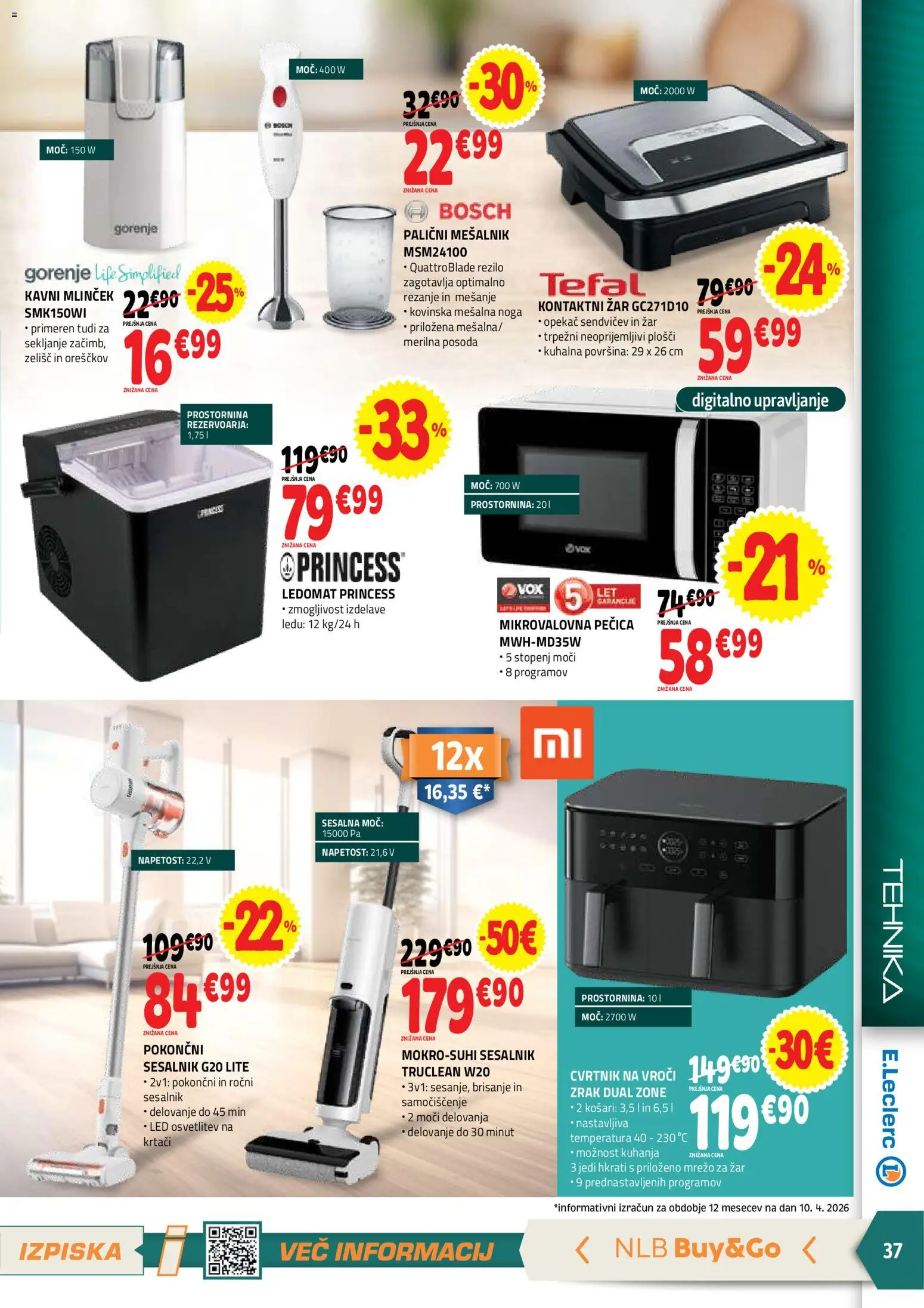 Novi E.leclerc katalog ponudbe – veljaven od 22.04.2026 | Stran: 37 | Izdelki: Mesalnik, Pecica, Mikrovalovna pecica, Zar