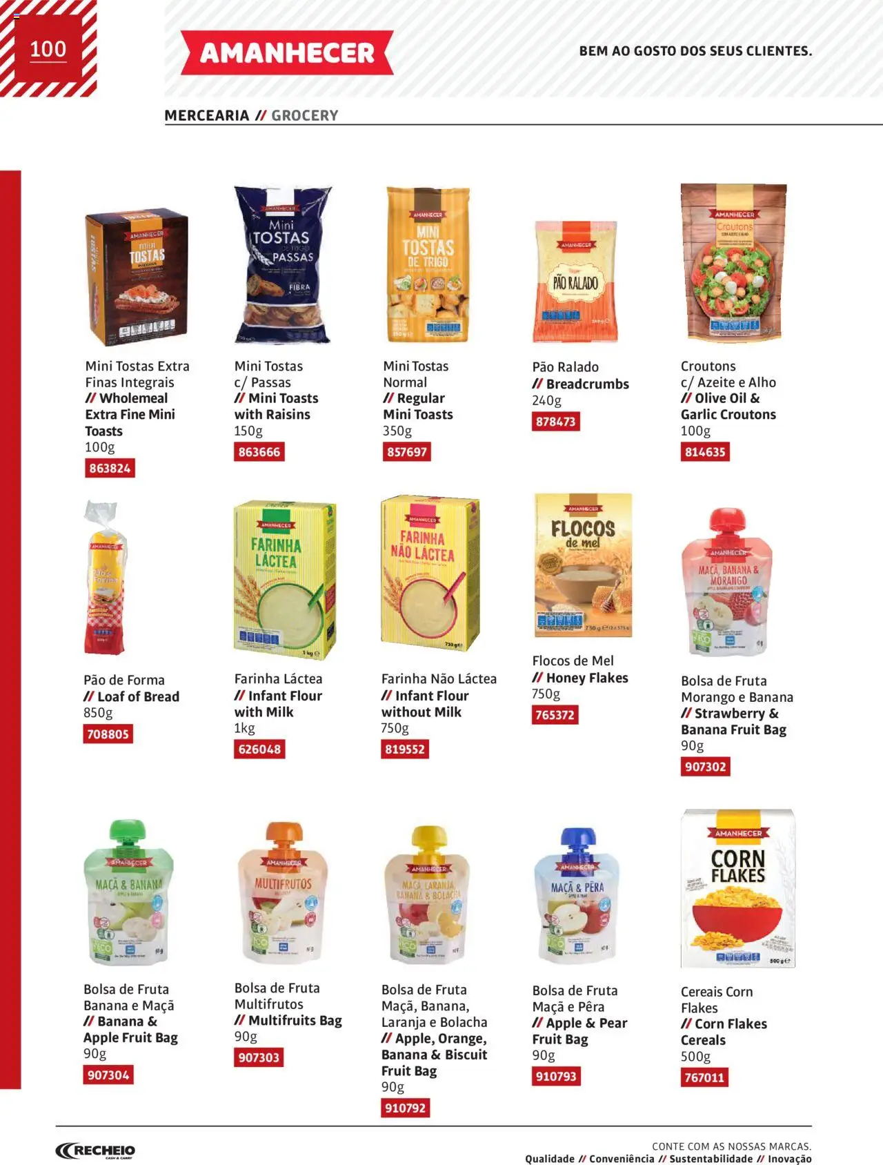 Recheio AS NOSSAS MARCAS │ válido de 19.12.2023 | Página: 100 | Produtos: Farinha láctea, Banana, Tostas, Flocos