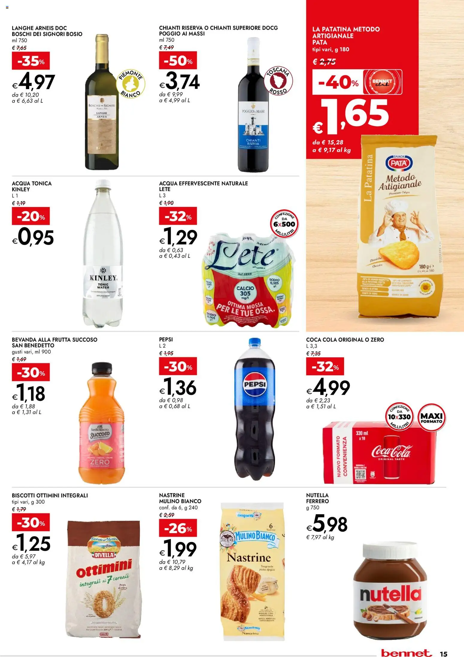 Volantino bennet del 05.03.2026 | Pagina: 15 | Prodotti: Acqua tonica, Acqua, Frutta, Coca Cola