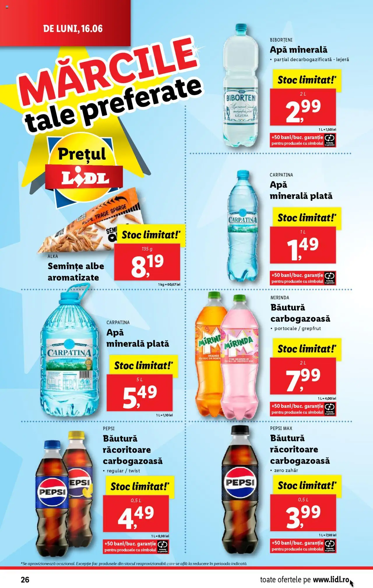 Catalog Lidl – valabil de la 16.06.2025 | Pagină: 26 | Produse: Yazı tahtası kalemi, Portocale, Grepfrut, Apă
