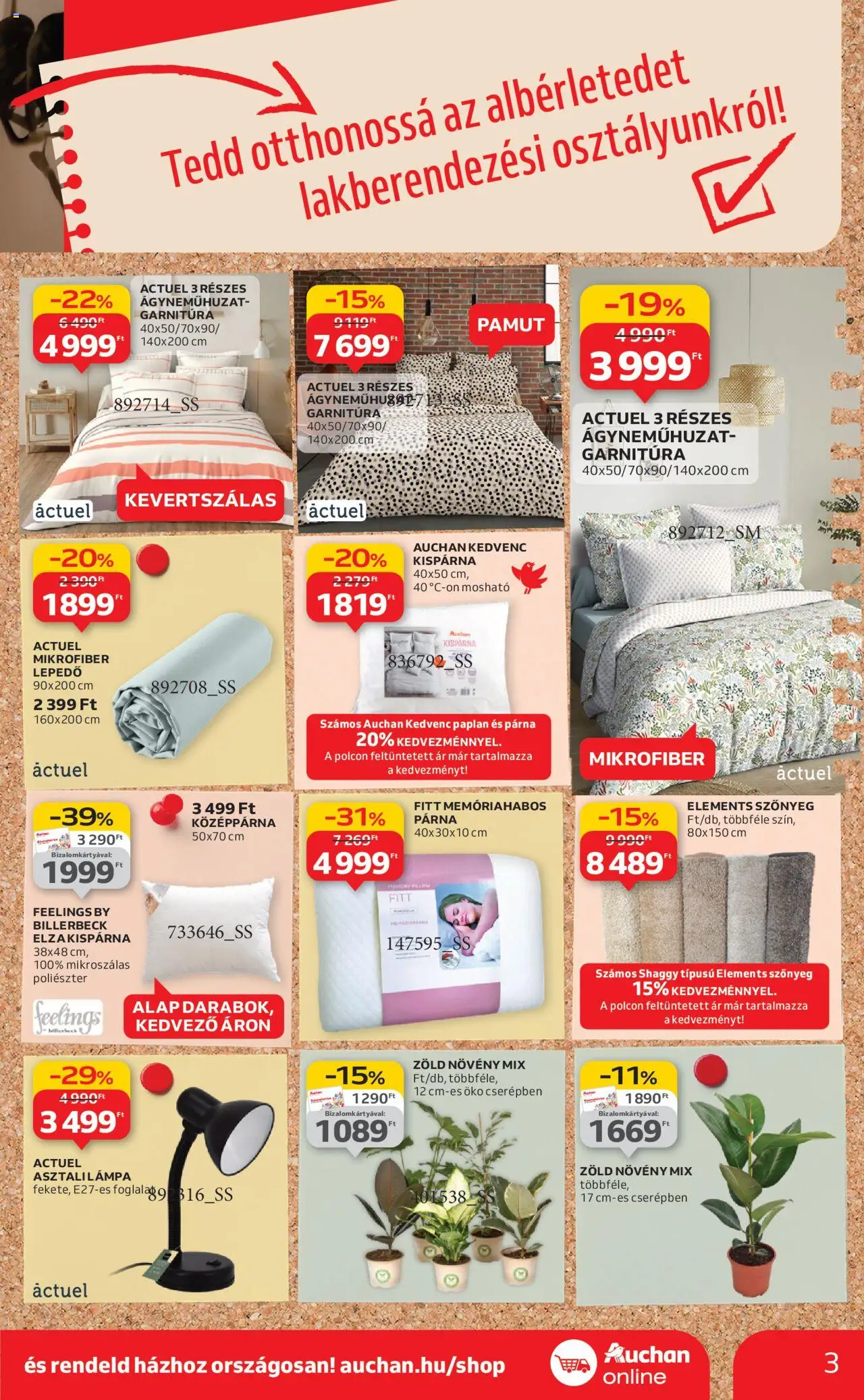 Auchan akciós ujság - amely érvényes a következő dátumtól: 21.08.2025 | Oldal: 3 | Termékek: Paplan, Párna, Szőnyeg, Ágyneműhuzat
