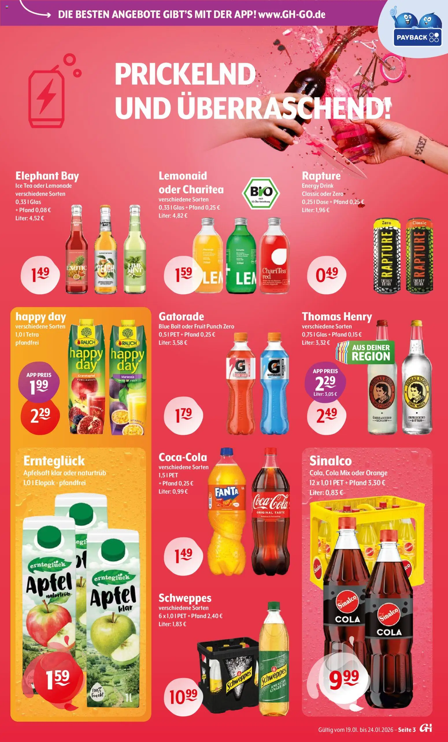 Trink und Spare Prospekt – gültig ab 19.01.2026 | Seite: 3 | Produkte: Sinalco, Cola, Energy, Schweppes