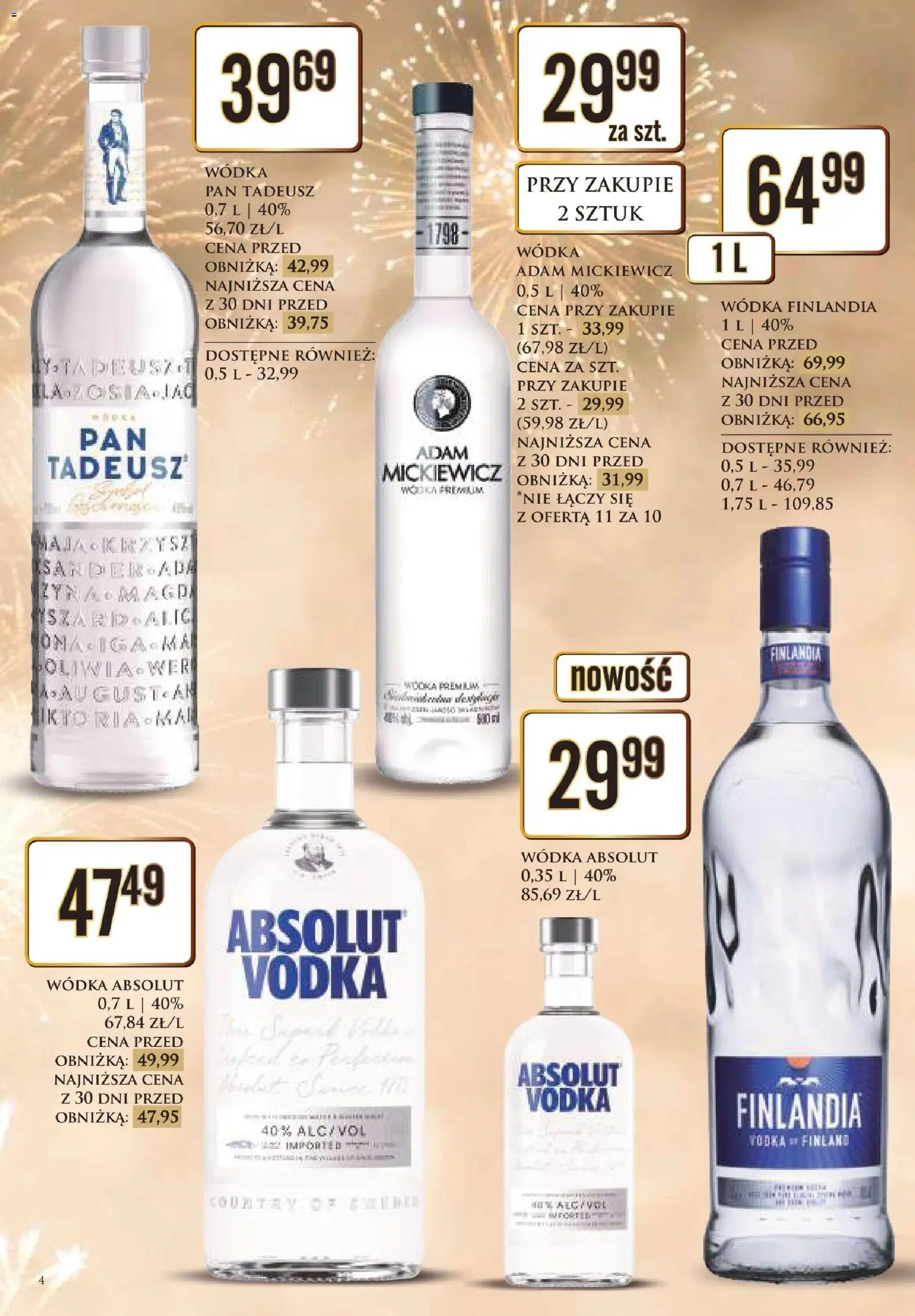 Dino Gazetka alkoholowa od 27.12.2025 | Strona: 4 | Produkty: Wódka Absolut, Wódka finlandia, Pan Tadeusz Wódka, Vodka