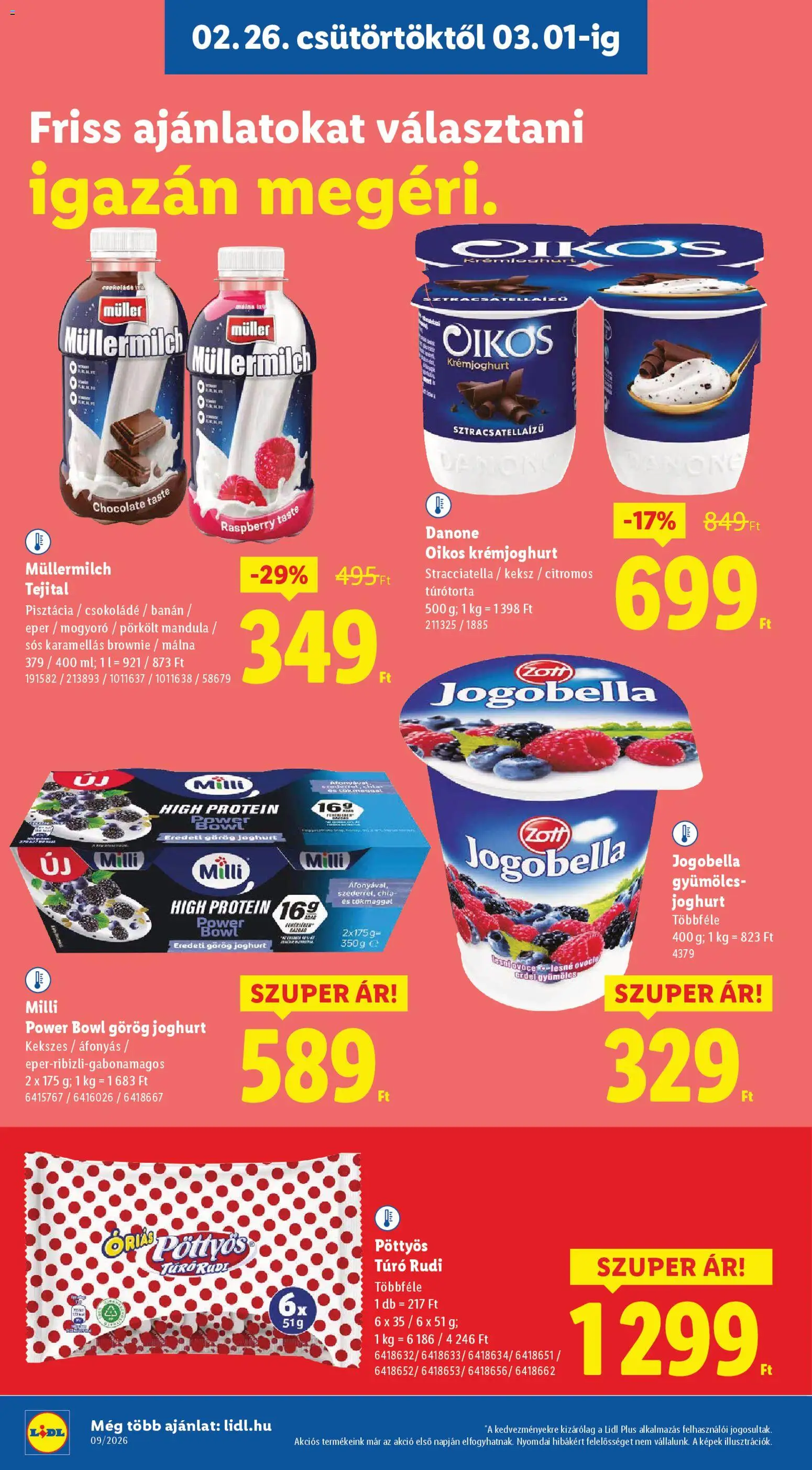 Lidl akciós ujság - amely érvényes a következő dátumtól: 26.02.2026 | Oldal: 10 | Termékek: Mogyoró, Mandula, Joghurt, Keksz