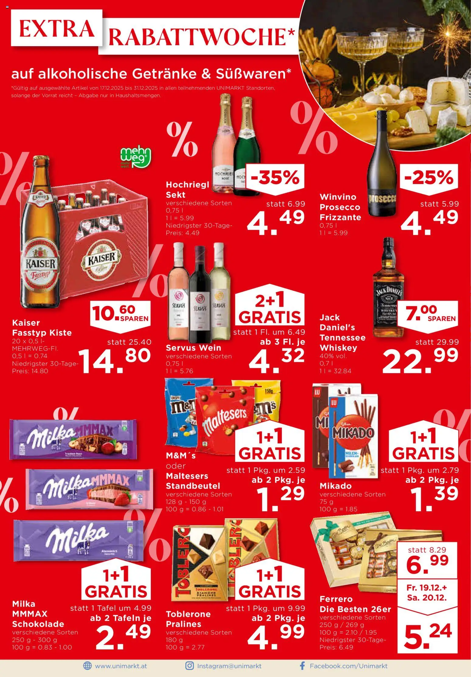 Unimarkt Ost gültig ab 17.12.2025 | Seite: 2 | Produkte: Whiskey, Schokolade, Wein