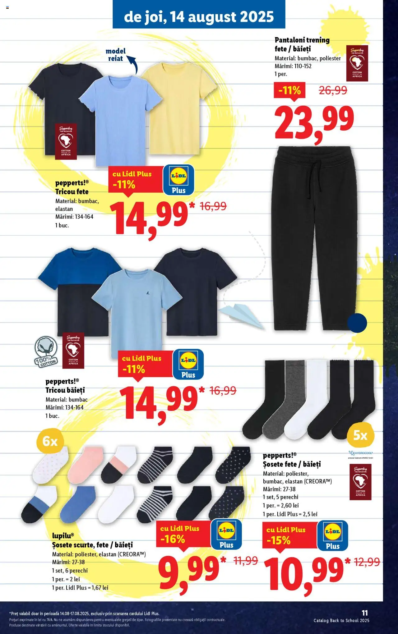 Lidl - Din nou la școală! – valabil de la 11.08.2025 | Pagină: 11 | Produse: Trening, Tricou, Pantaloni, Șosete