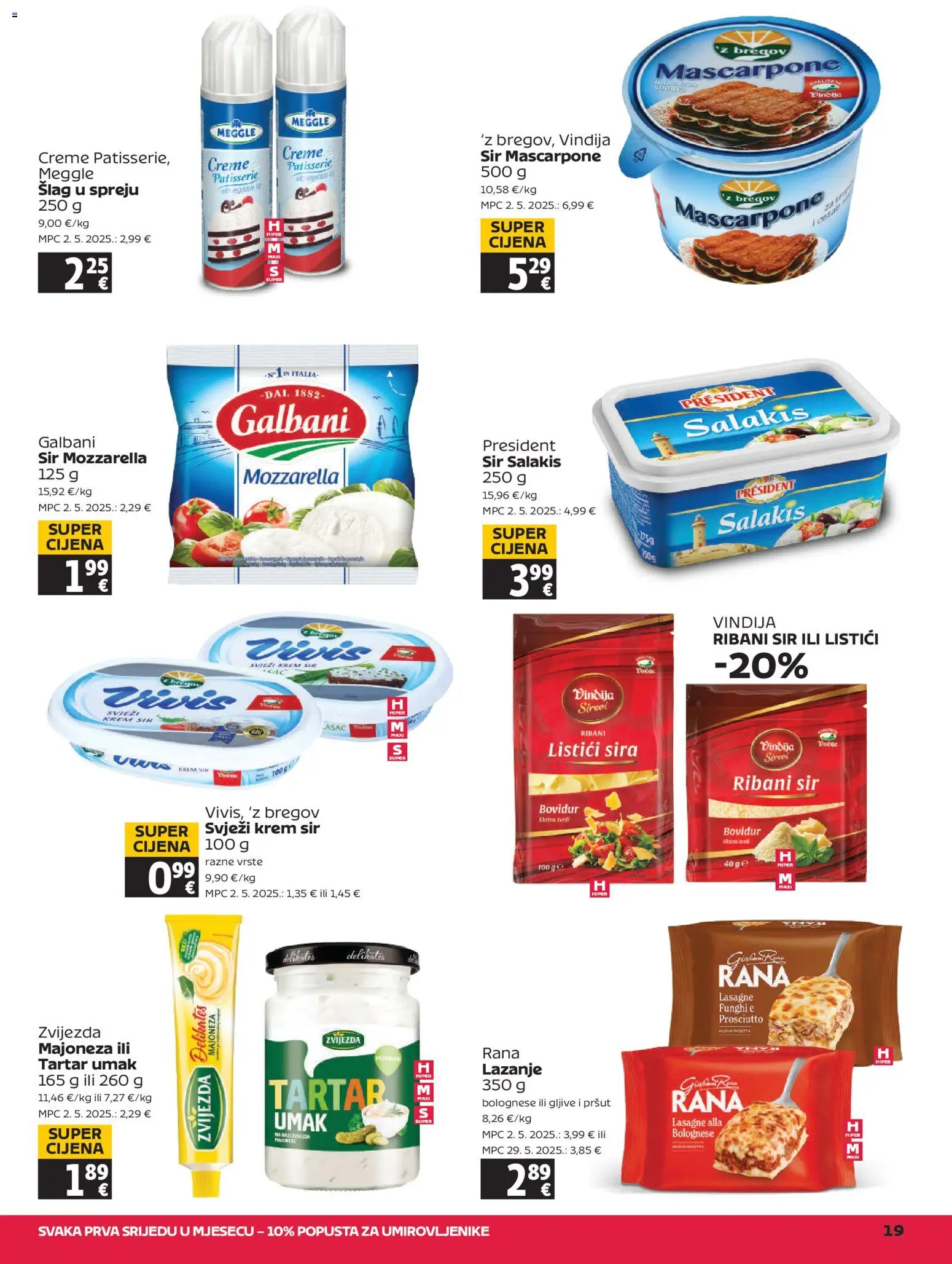 Tommy katalog | vrijedi od 29.01.2026 | Stranica: 19 | Proizvodi: Vindija, Krem sir, Lasagne, Šlag