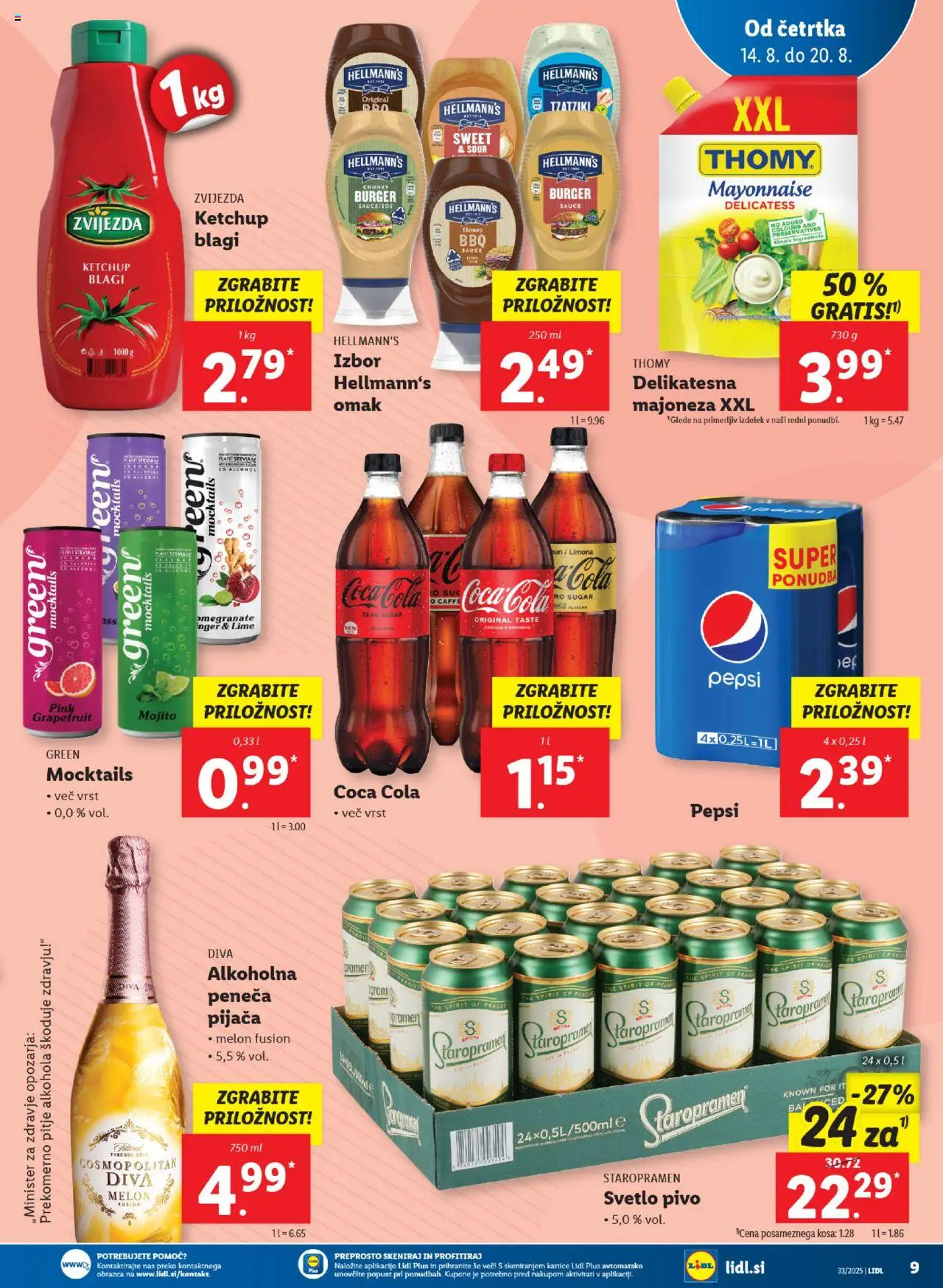 Lidl - Ljubljana │ velja od 14.08.2025 | Stran: 15 | Izdelki: Pivo, Majoneza, Limona