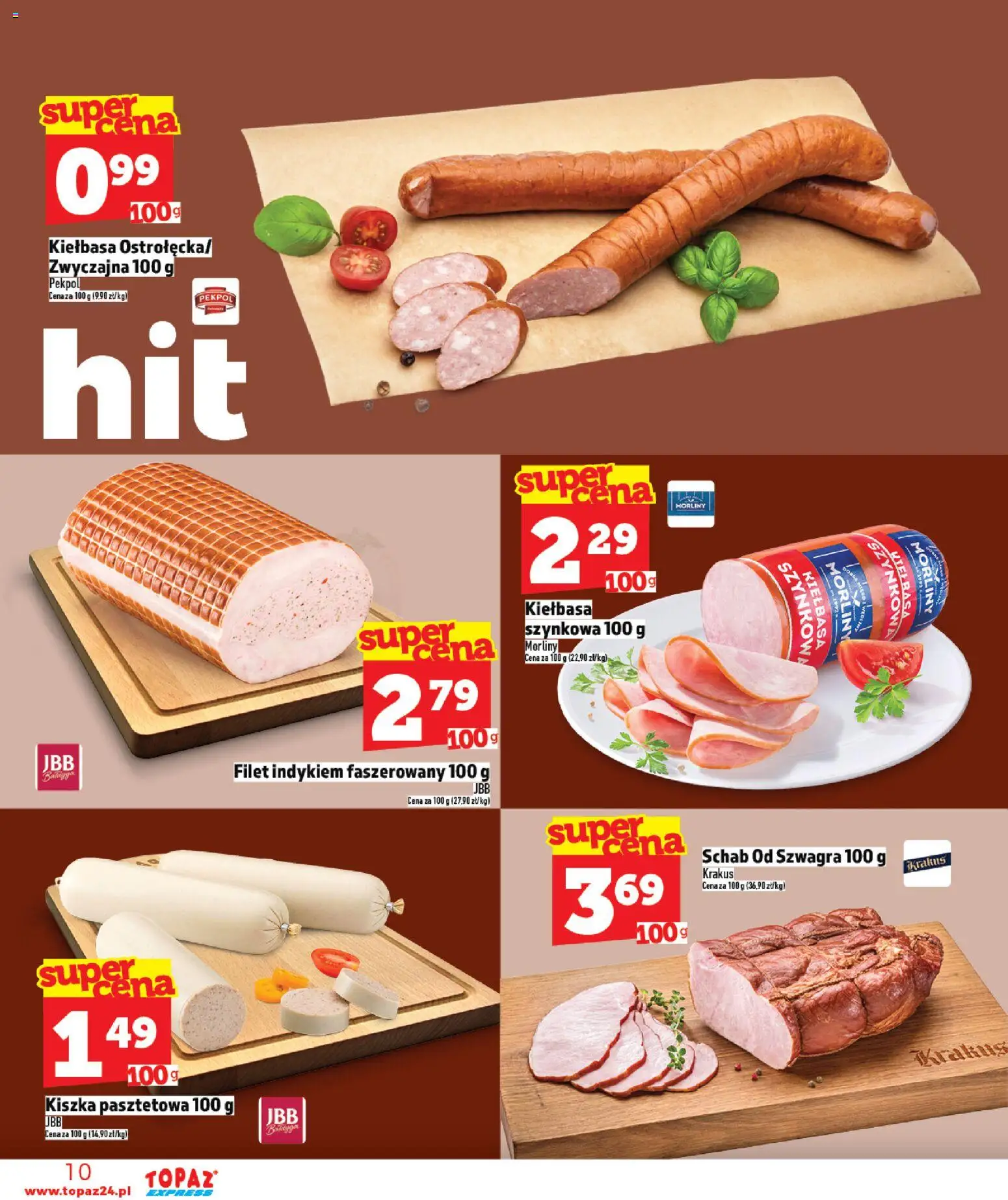 Topaz gazetka - Express od 05.03.2026 | Strona: 10 | Produkty: Kiełbasa, Schab