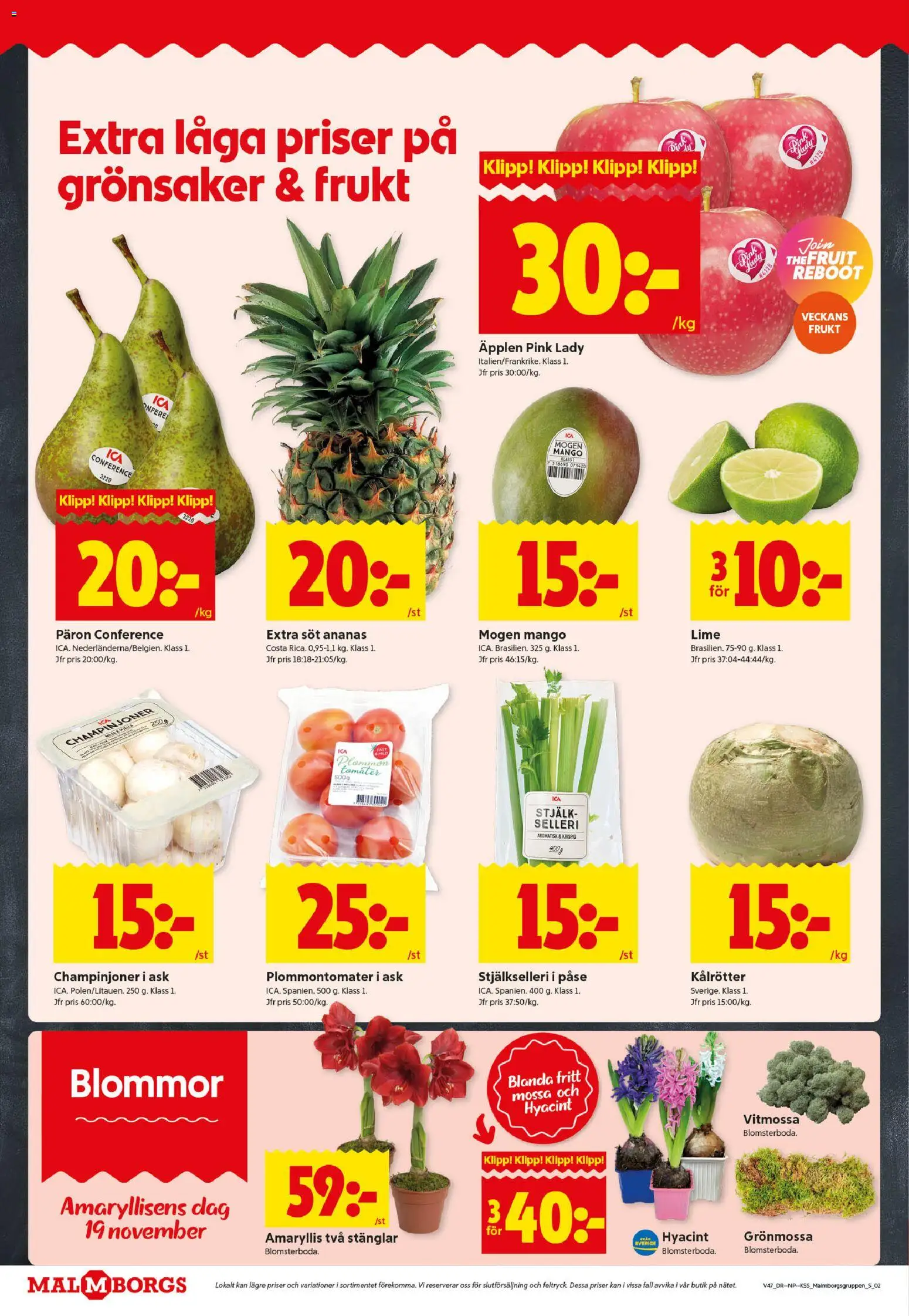 ICA Kvantum reklamblad aktuell från 17.11.2025 | Sida: 2 | Produkter: Äpplen, Tomater, Ananas, Lime
