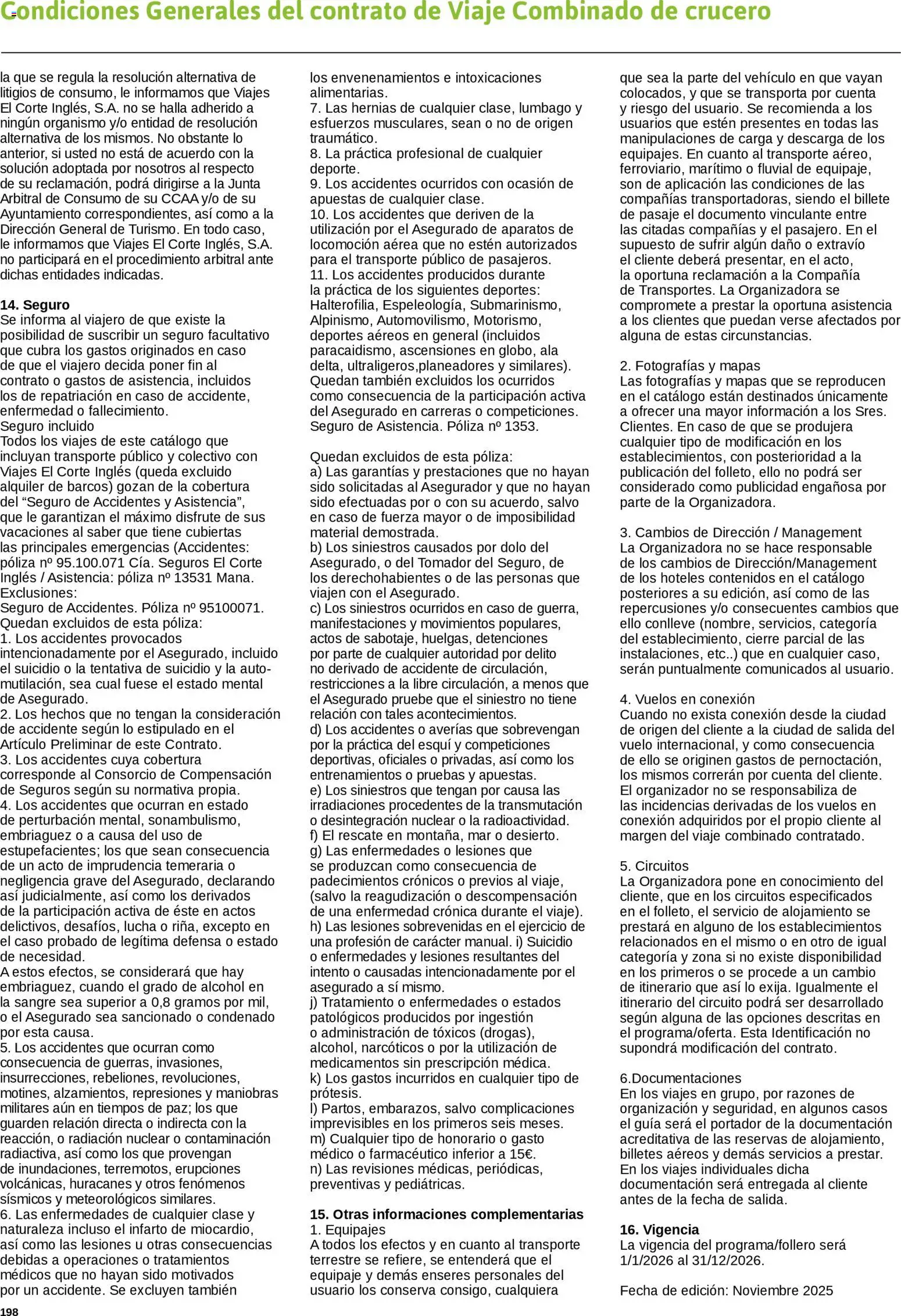 Viajes El Corte Inglés Cruceros marítimos │ válido desde el 01.01.2026 | Página: 199 | Productos: General, Organizador