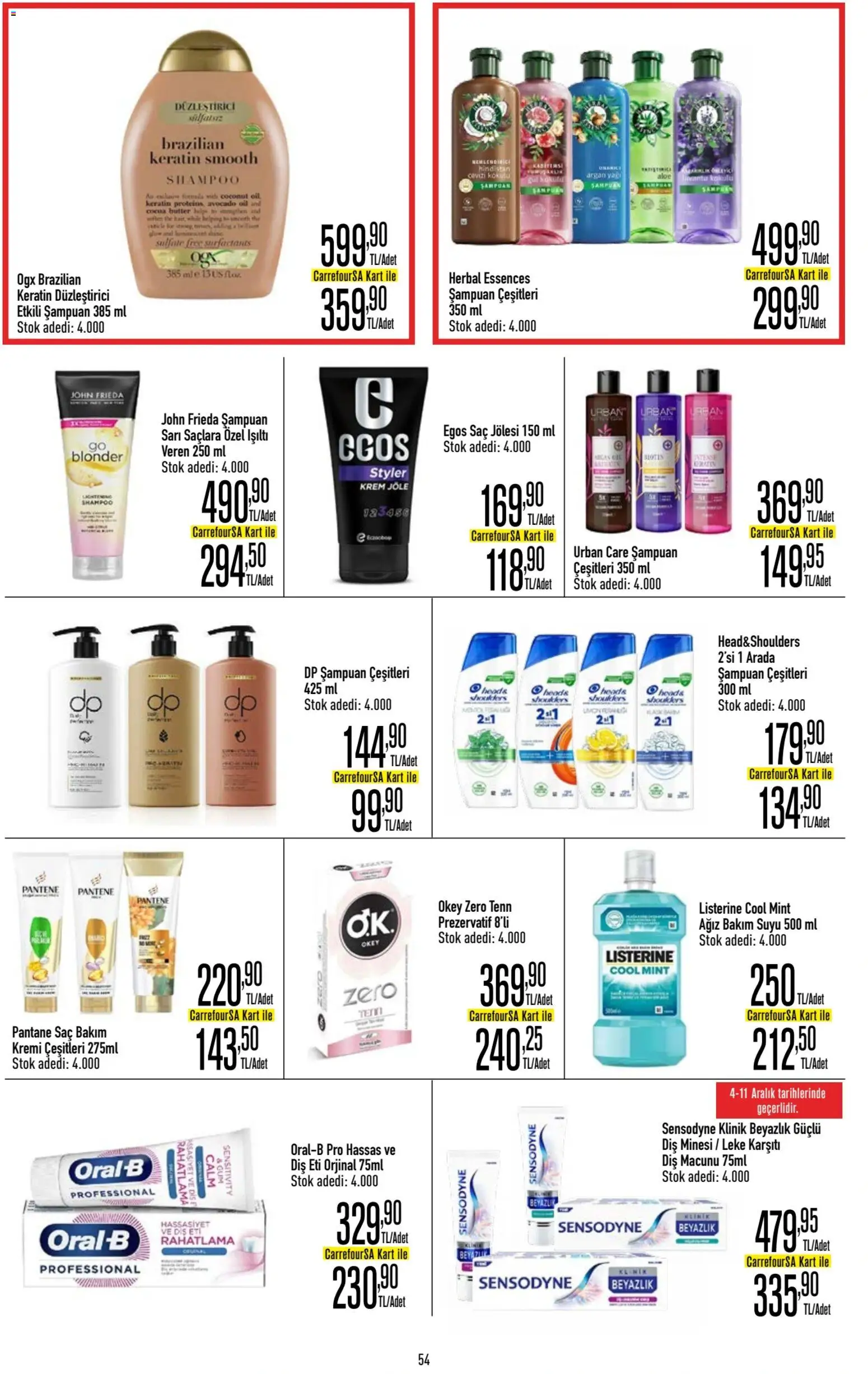 CarrefourSA Katalog - 04.12.2025 tarihinden itibaren geçerlidir | Sayfa: 53 | Ürünler: Prezervatif, Şampuan, Diş macunu, Ağız bakım suyu