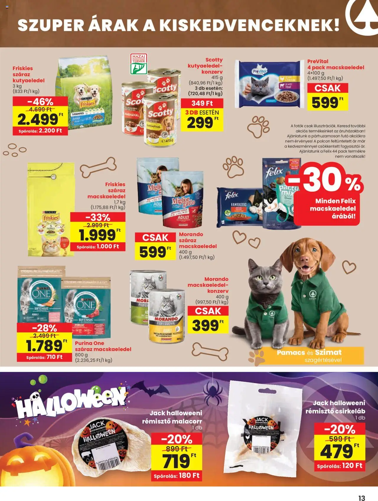 Spar akciós ujság - amely érvényes a következő dátumtól: 02.10.2025 | Oldal: 13 | Termékek: Macskaeledel, Kutyaeledel, Purina one