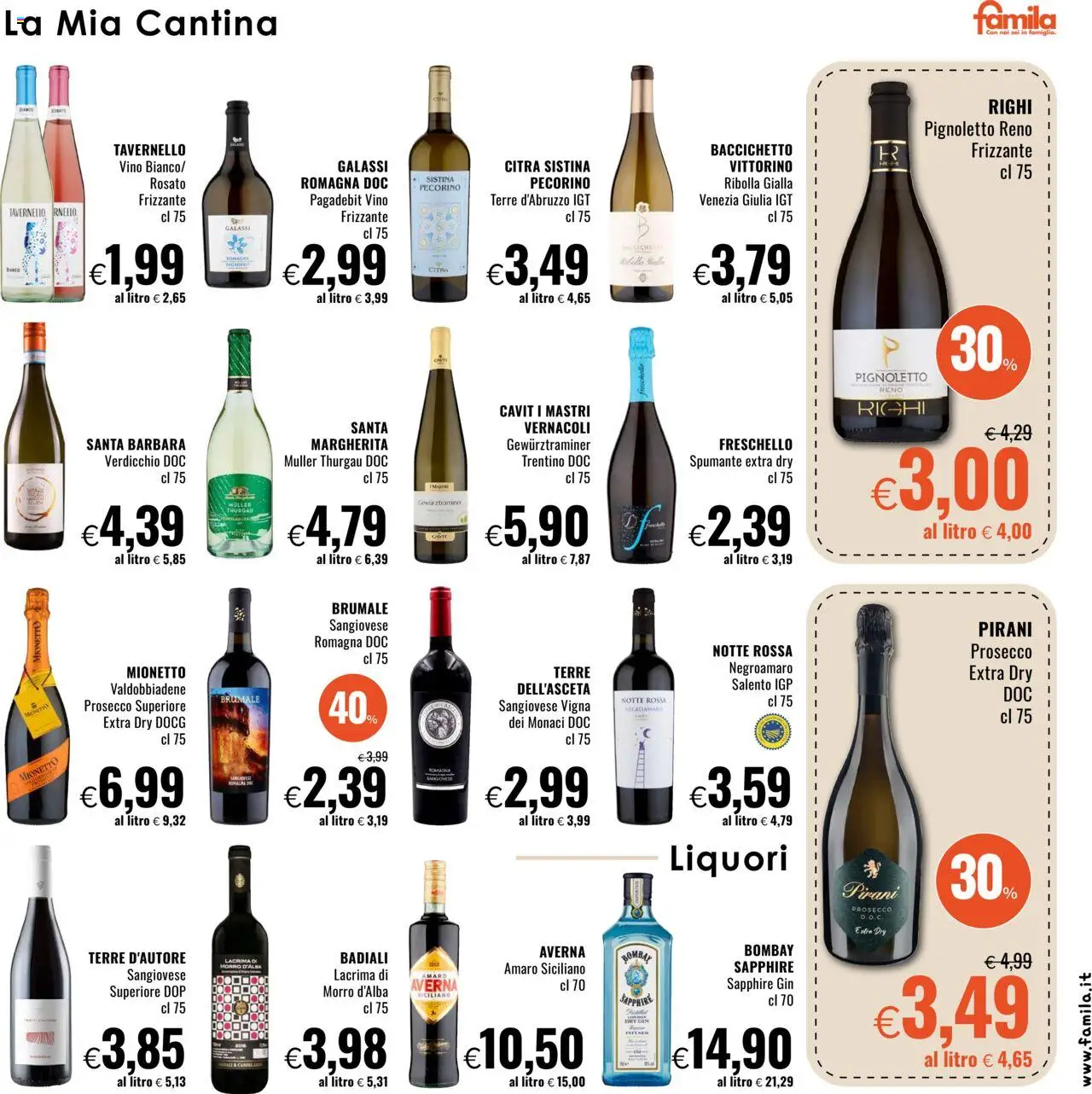 Volantino Famila del 21.08.2025 | Pagina: 17 | Prodotti: Prosecco, Spumante, Pecorino, Amaro