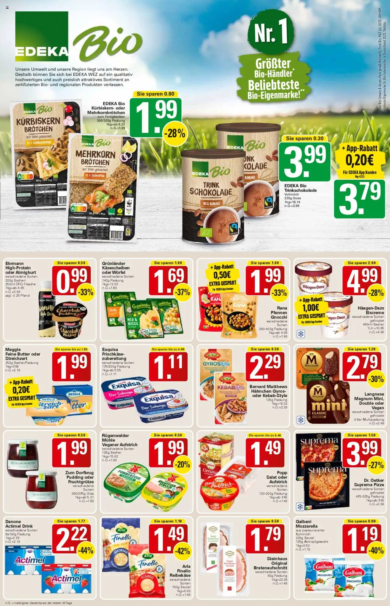 WEZ Prospekt – gültig ab 22.09.2025 | Seite: 8 | Produkte: Langnese, Pudding, Exquisa, Frischkase