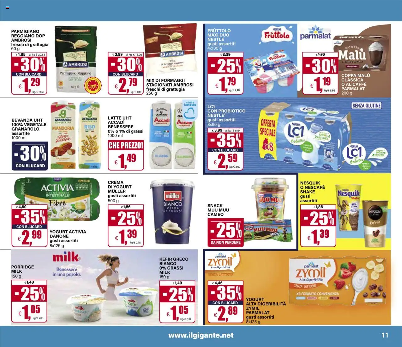 Volantino Il Gigante del 07.08.2025 | Pagina: 11 | Prodotti: Yogurt, Riso, Latte, Parmigiano reggiano