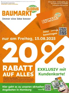 Globus Baumarkt prospekt Homburg	 gültig ab dem 10.08.2025