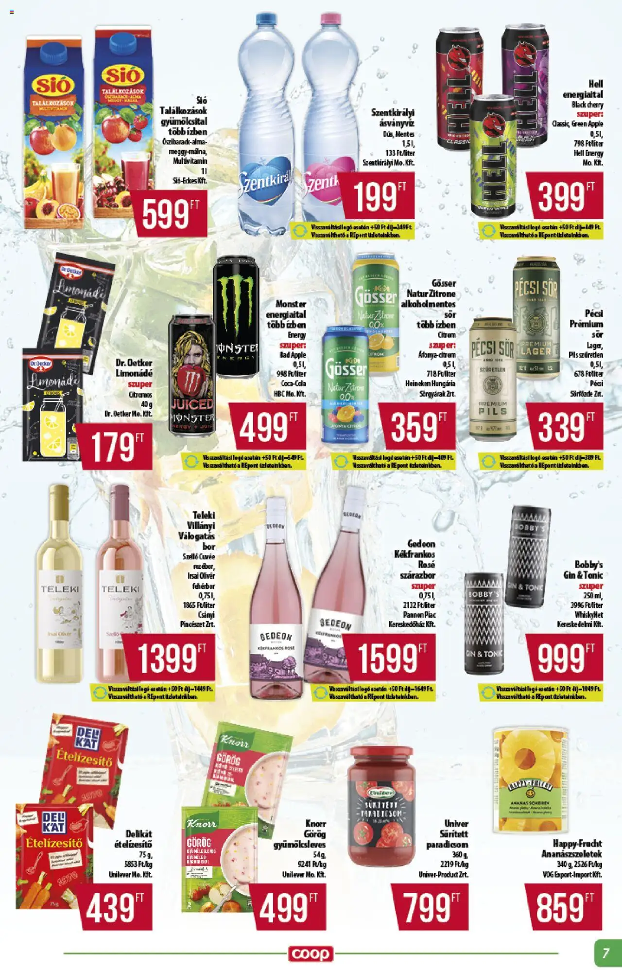 COOP akciós ujság - amely érvényes a következő dátumtól: 19.06.2025 | Oldal: 7 | Termékek: Kiseli krastavci, Limonádé, Paradicsom, Gin