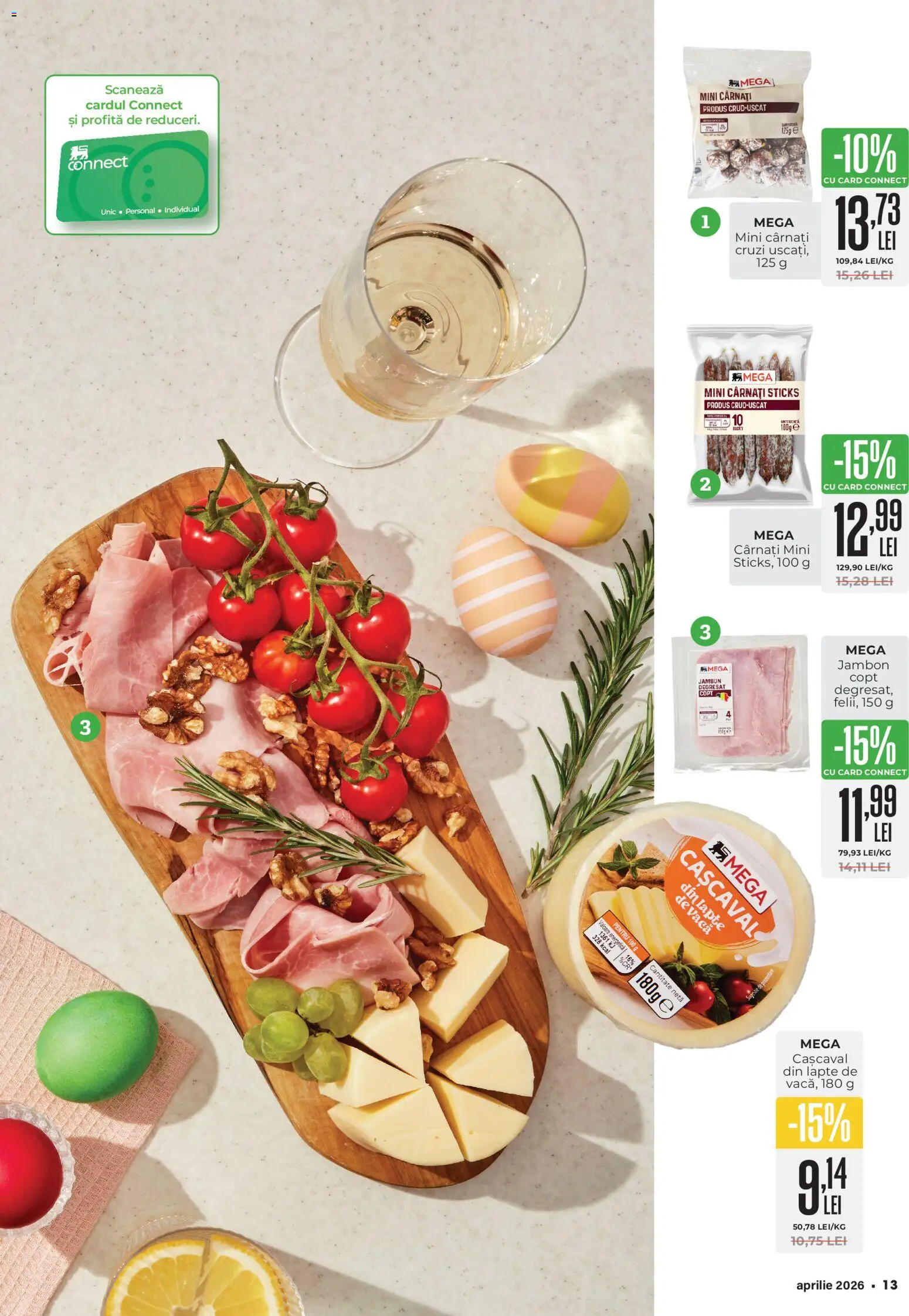 Noul catalog Mega Image – valabil de la 26.03.2026 | Pagină: 13 | Produse: Cașcaval, Lapte, Cârnați