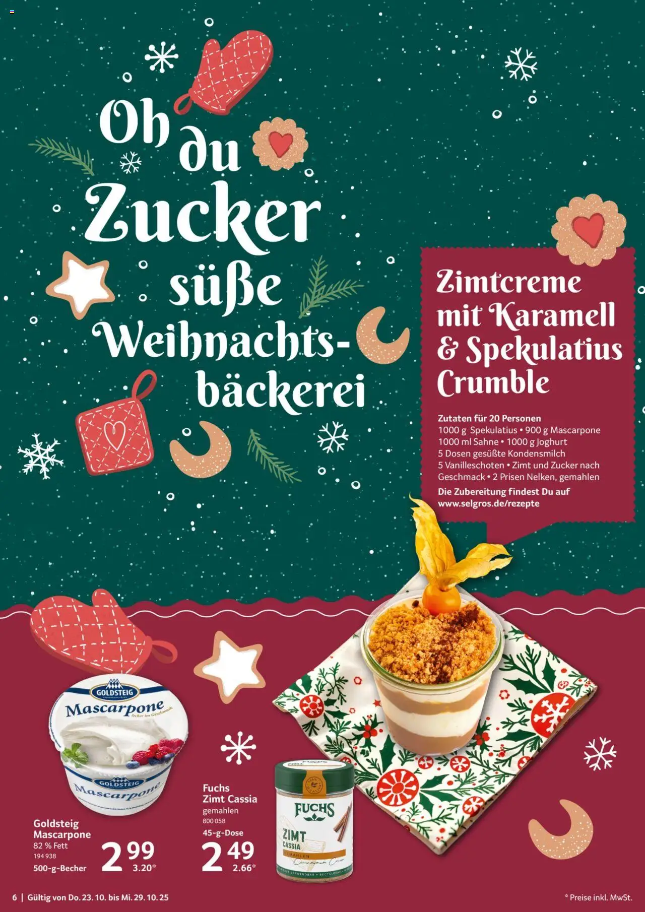 Selgros Prospekt 	 – gültig ab 23.10.2025 | Seite: 6 | Produkte: Bäckerei, Mascarpone, Joghurt, Zucker