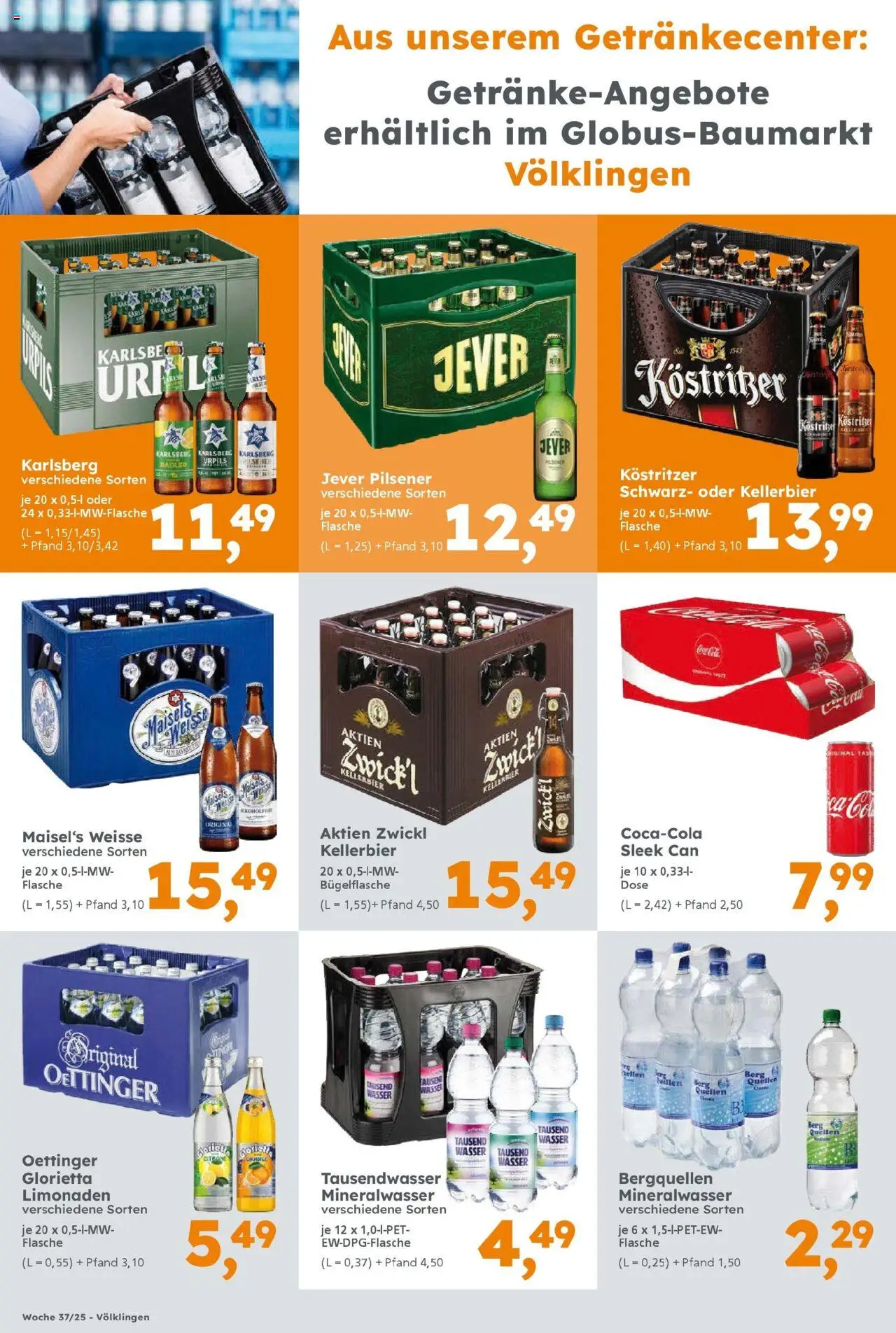 Globus Baumarkt prospekt Völklingen	 – gültig ab 08.09.2025 | Seite: 8 | Produkte: Kostritzer, Oettinger, Radler, Jever