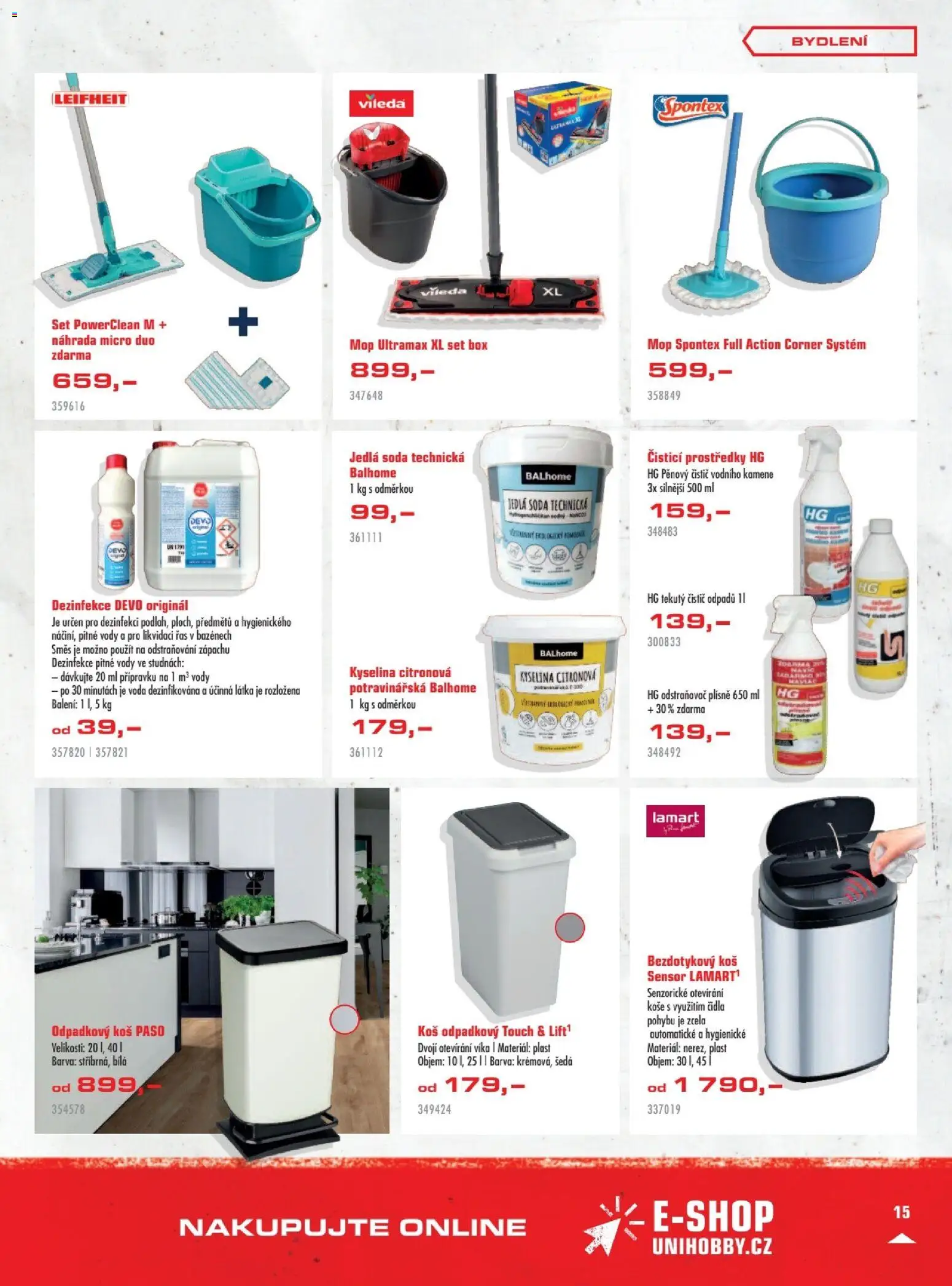 Uni Hobby leták od 29.01.2026 | Strana: 15 | Produkty: Voda, Box, Kyselina citronová, Mop
