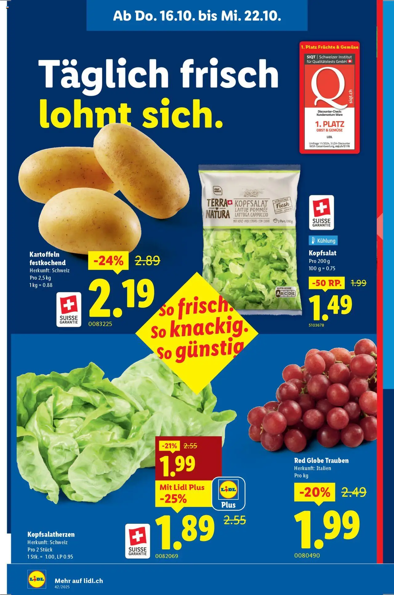 Lidl Aktionen – gültig ab 16.10.2025 | Seite: 4 | Produkte: Gemüse, Kartoffeln, Früchte