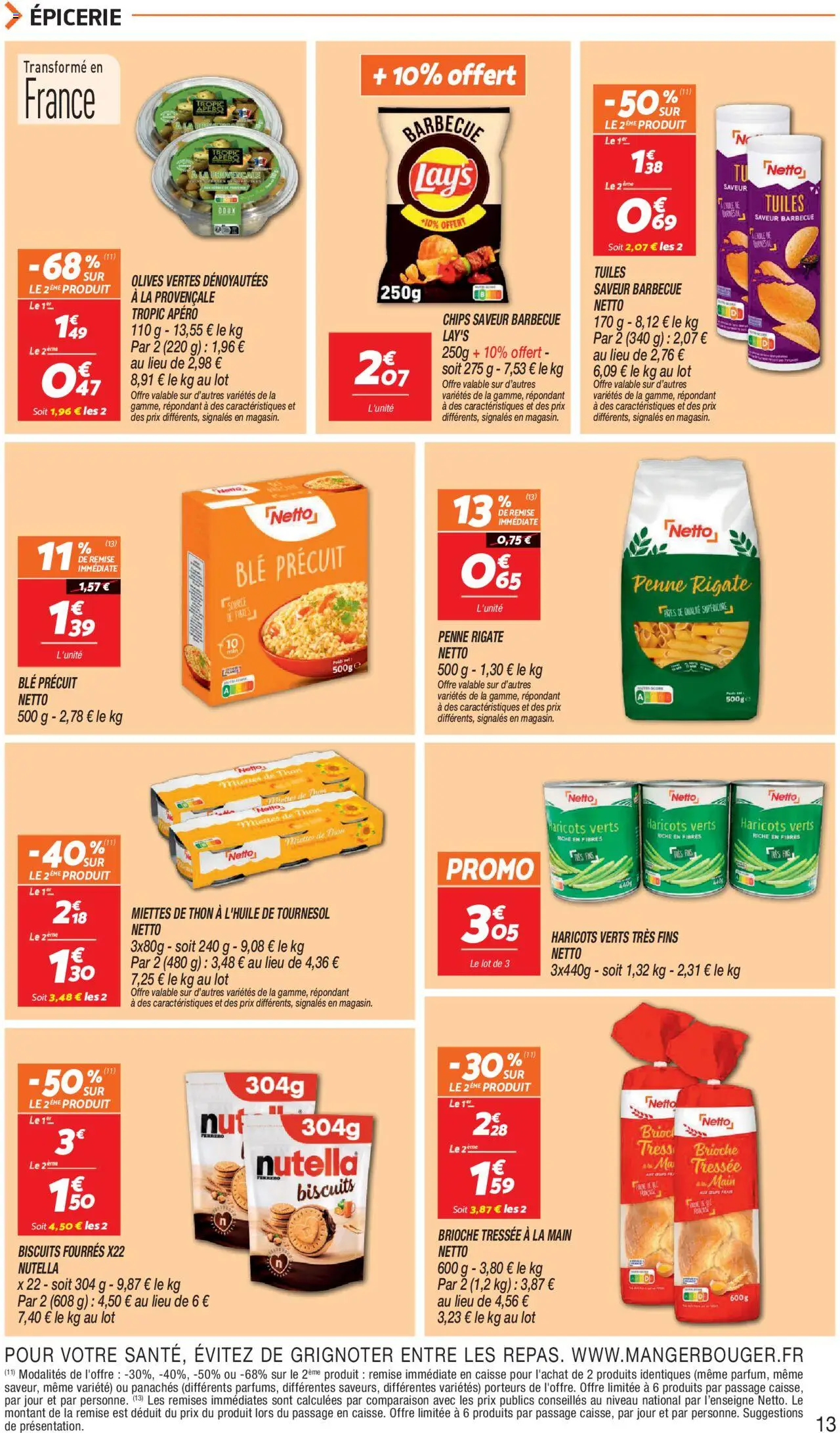  | Page: 13 | Produits: Haricots verts, Thon, Chips, Biscuits
