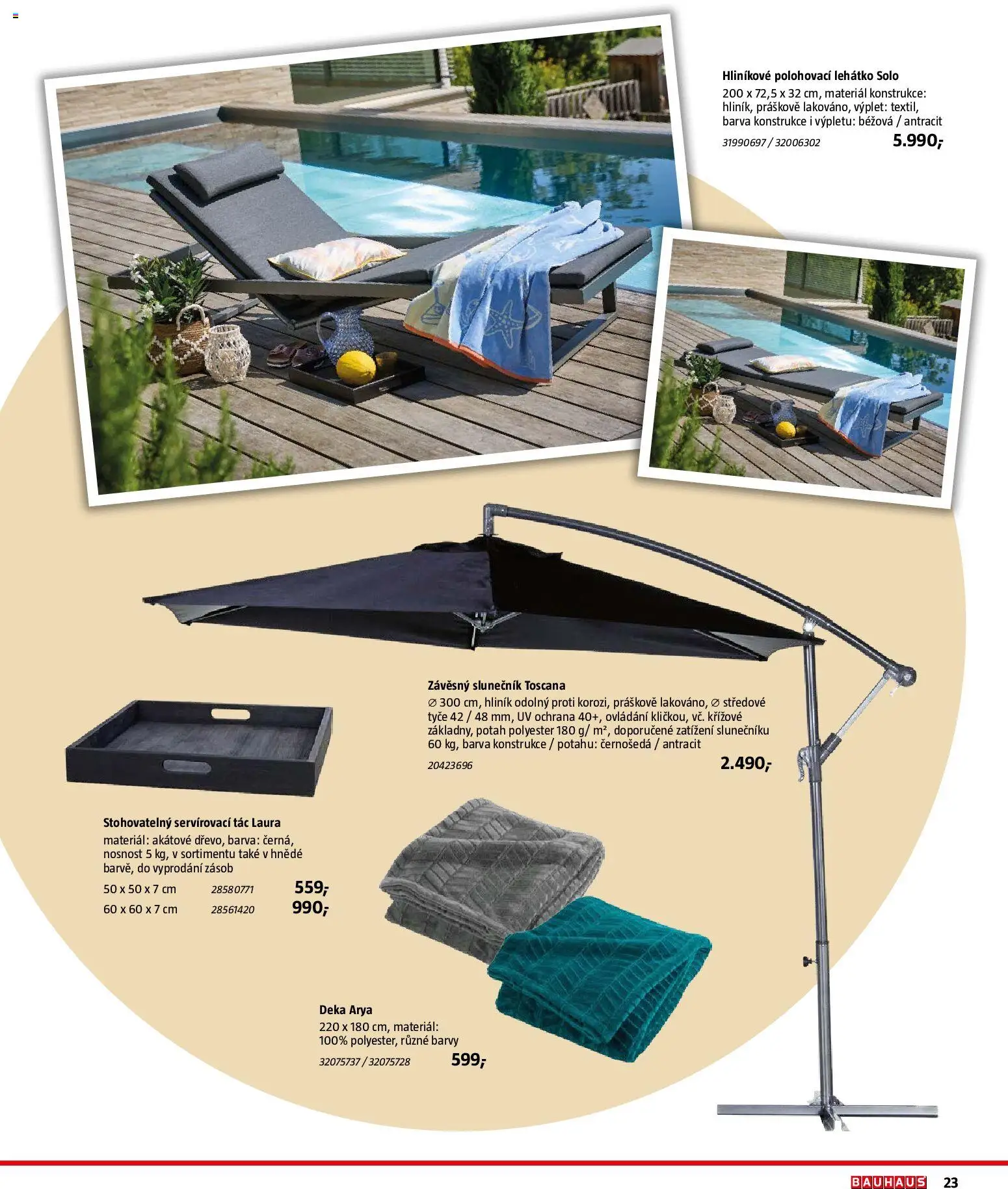 Bauhaus katalog Záhradní nábytek od 08.04.2026 | Strana: 23 | Produkty: Deka, Tác, Lehátko, Barvy