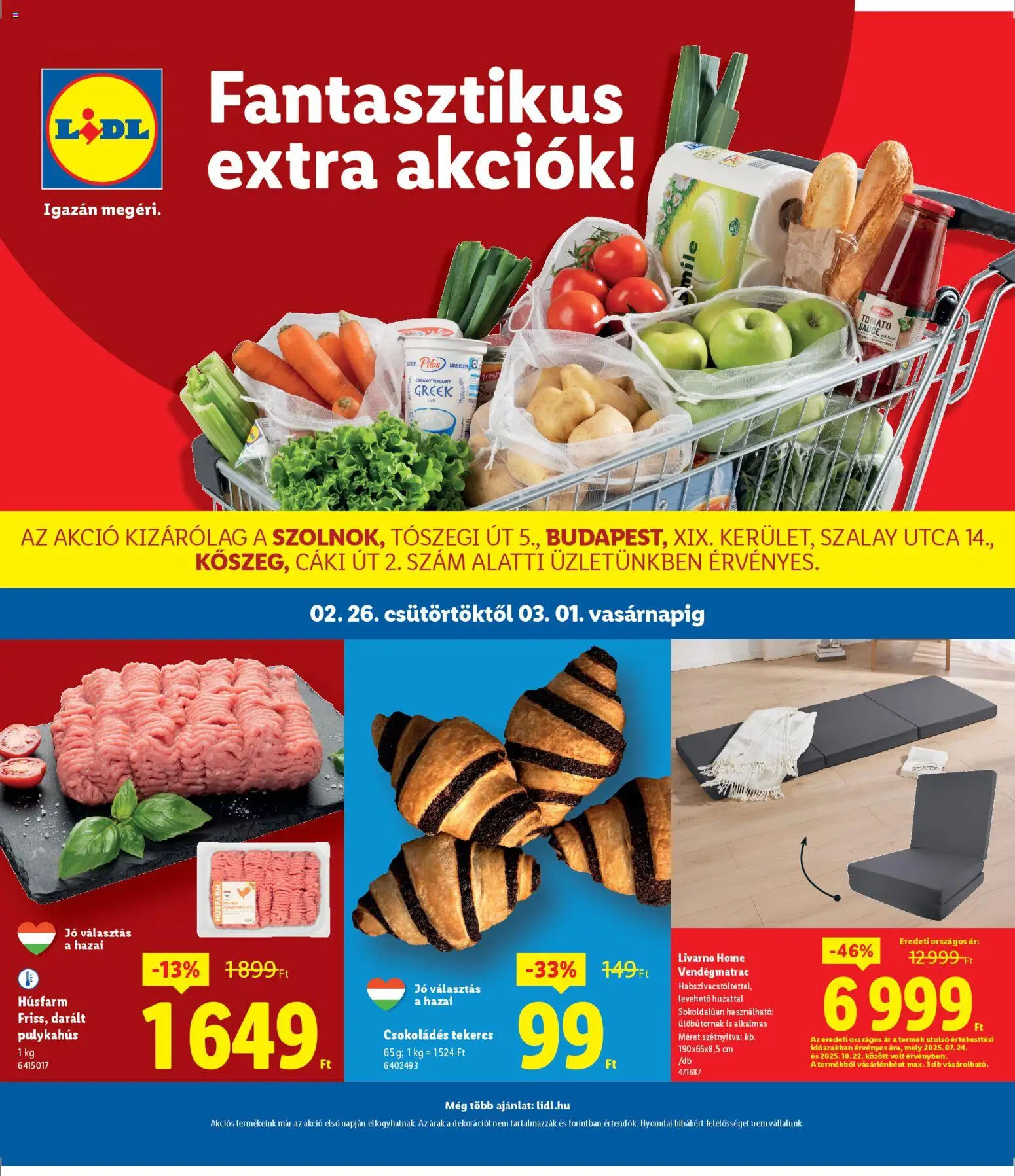 Lidl akciós ujság - amely érvényes a következő dátumtól: 26.02.2026 | Oldal: 1 | Termékek: Darált pulykahús, Pulykahus