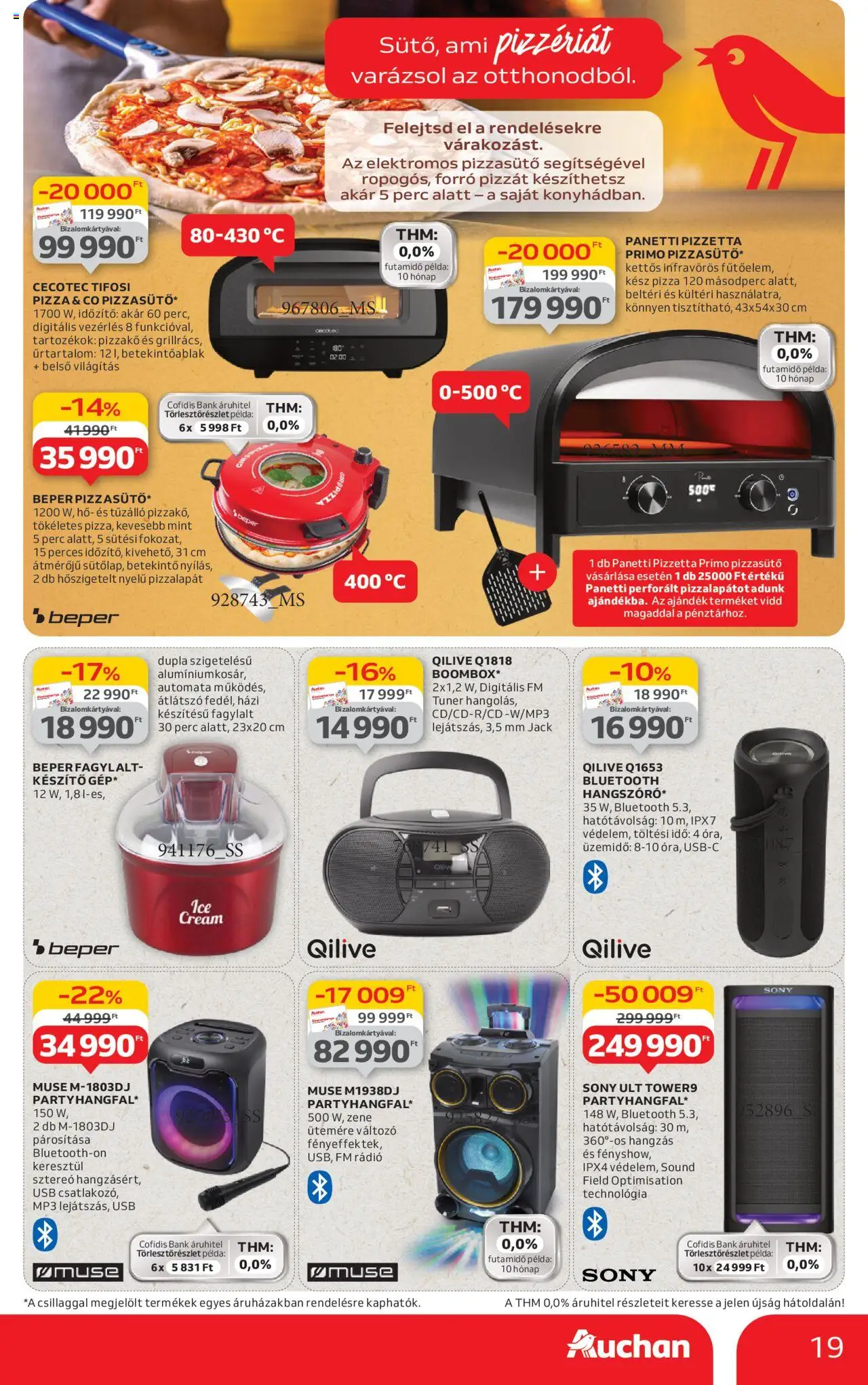 Auchan akciós ujság - amely érvényes a következő dátumtól: 19.06.2025 | Oldal: 19 | Termékek: Rádió, MP3, Fagylalt, Pizzalapát